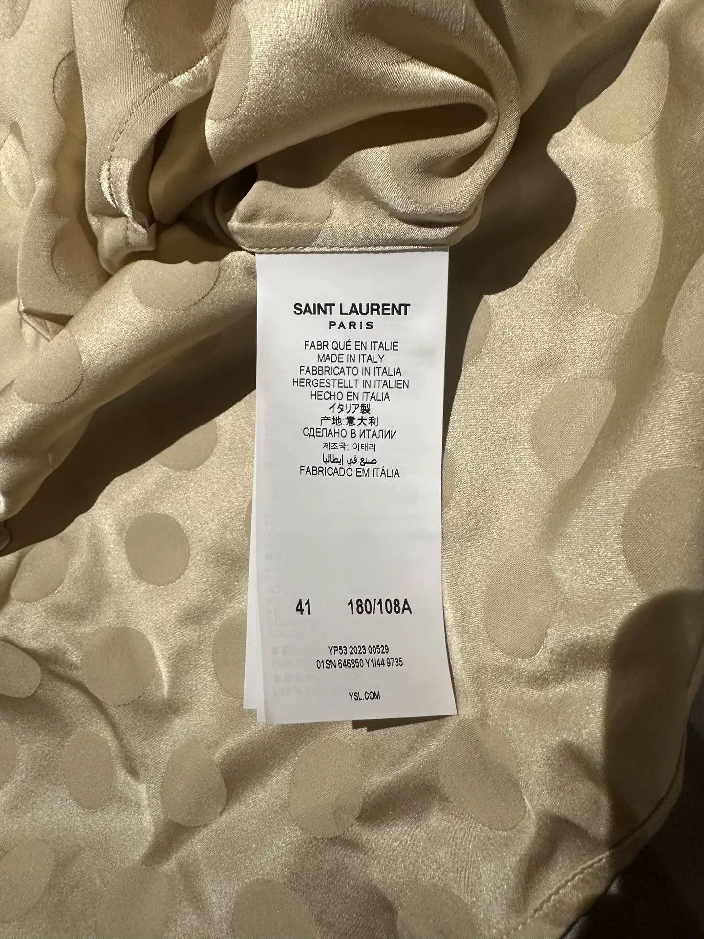 Saint Laurent Paris Saint Laurent Beige Polka-Dot Silk Shirt Size S / US 4 / IT 40 - 5 Thumbnail
