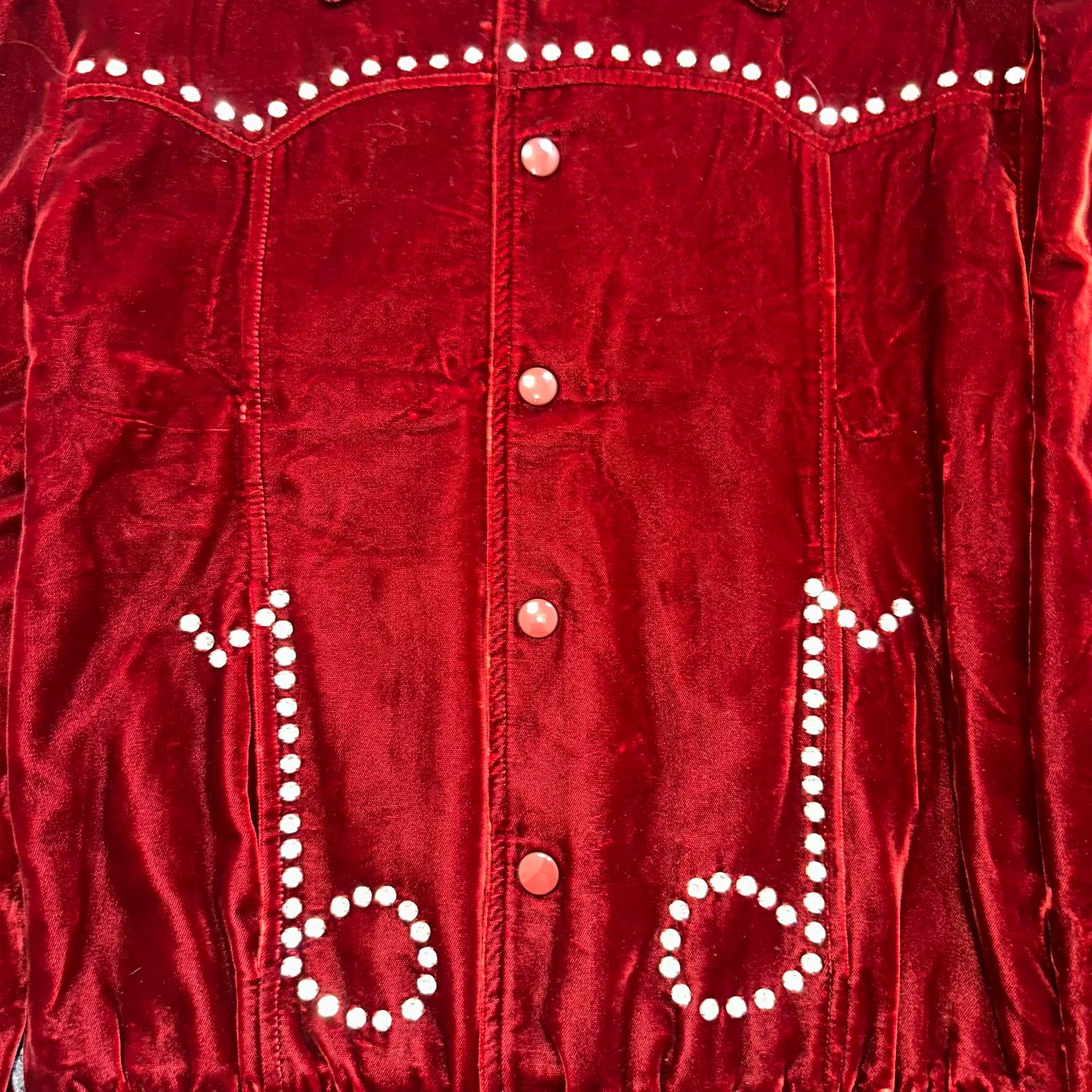 Saint Laurent Paris Saint Laurent Red Velvet Pearl Jacket Size US S / EU 44-46 / 1 - 3 Thumbnail