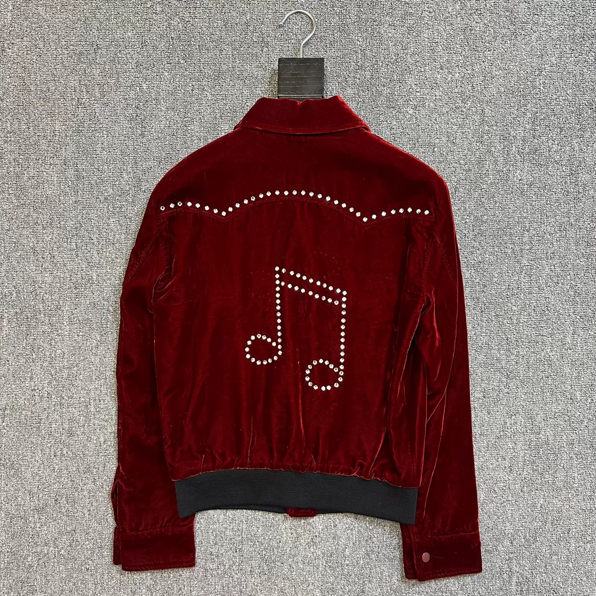 Saint Laurent Paris Saint Laurent Red Velvet Pearl Jacket Size US S / EU 44-46 / 1 - 2 Thumbnail