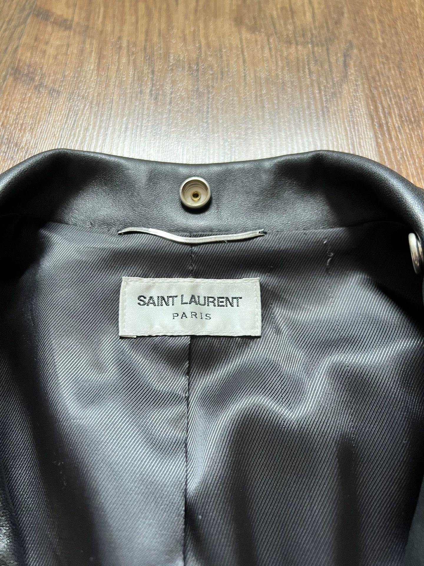 Saint Laurent Paris Saint Laurent Black Leather Biker Jacket Size US M / EU 48-50 / 2 - 2 Thumbnail