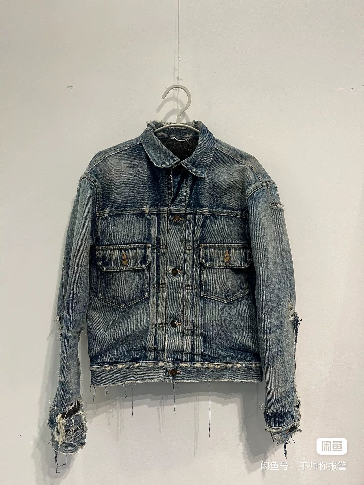 Saint Laurent Paris Saint Laurent Distressed Denim Jacket Size US XS / EU 42 / 0 - 2 Thumbnail