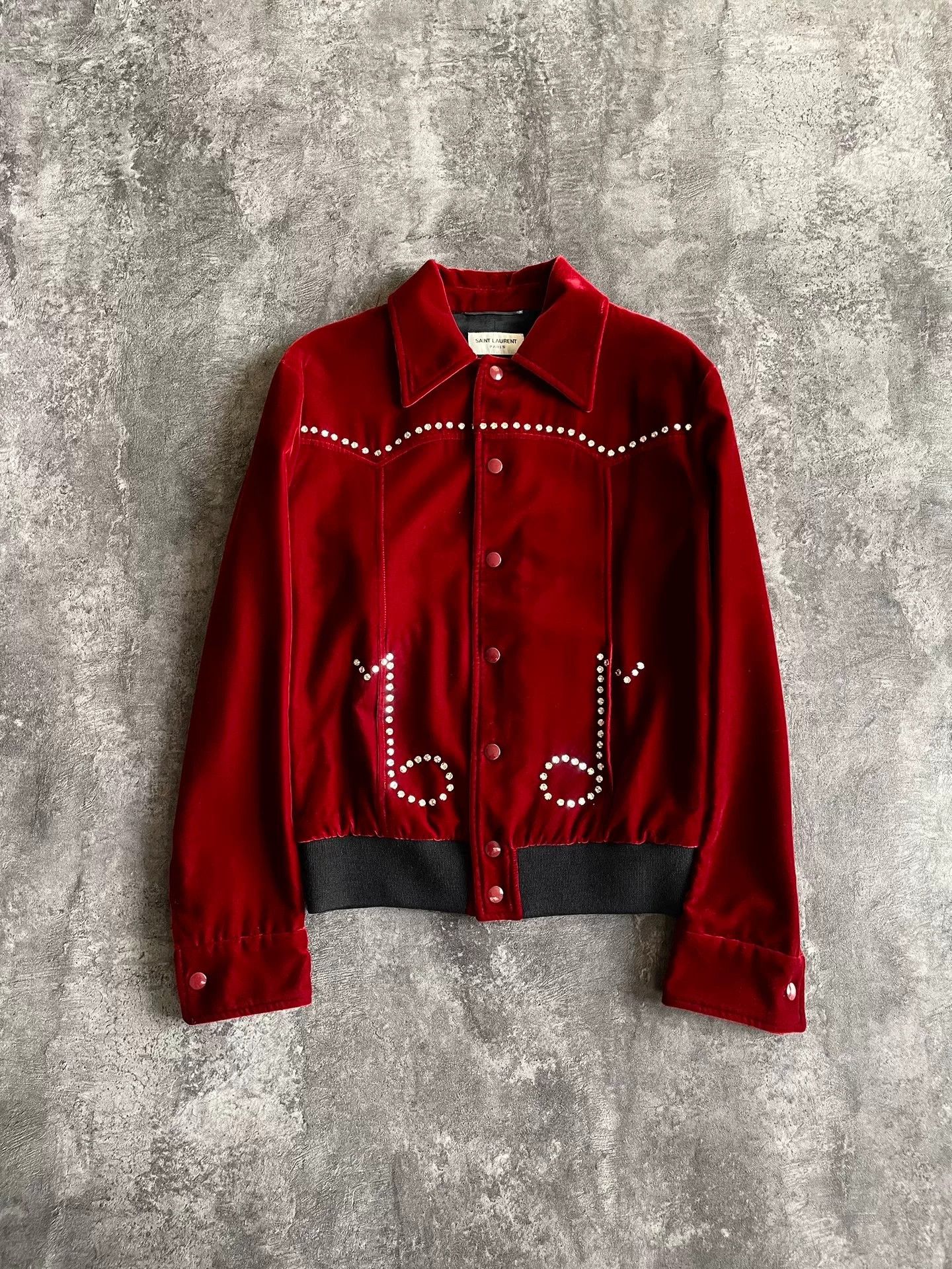 Saint Laurent Paris Saint Laurent Red Velvet Music Note Jacket Size US XS / EU 42 / 0 - 2 Thumbnail