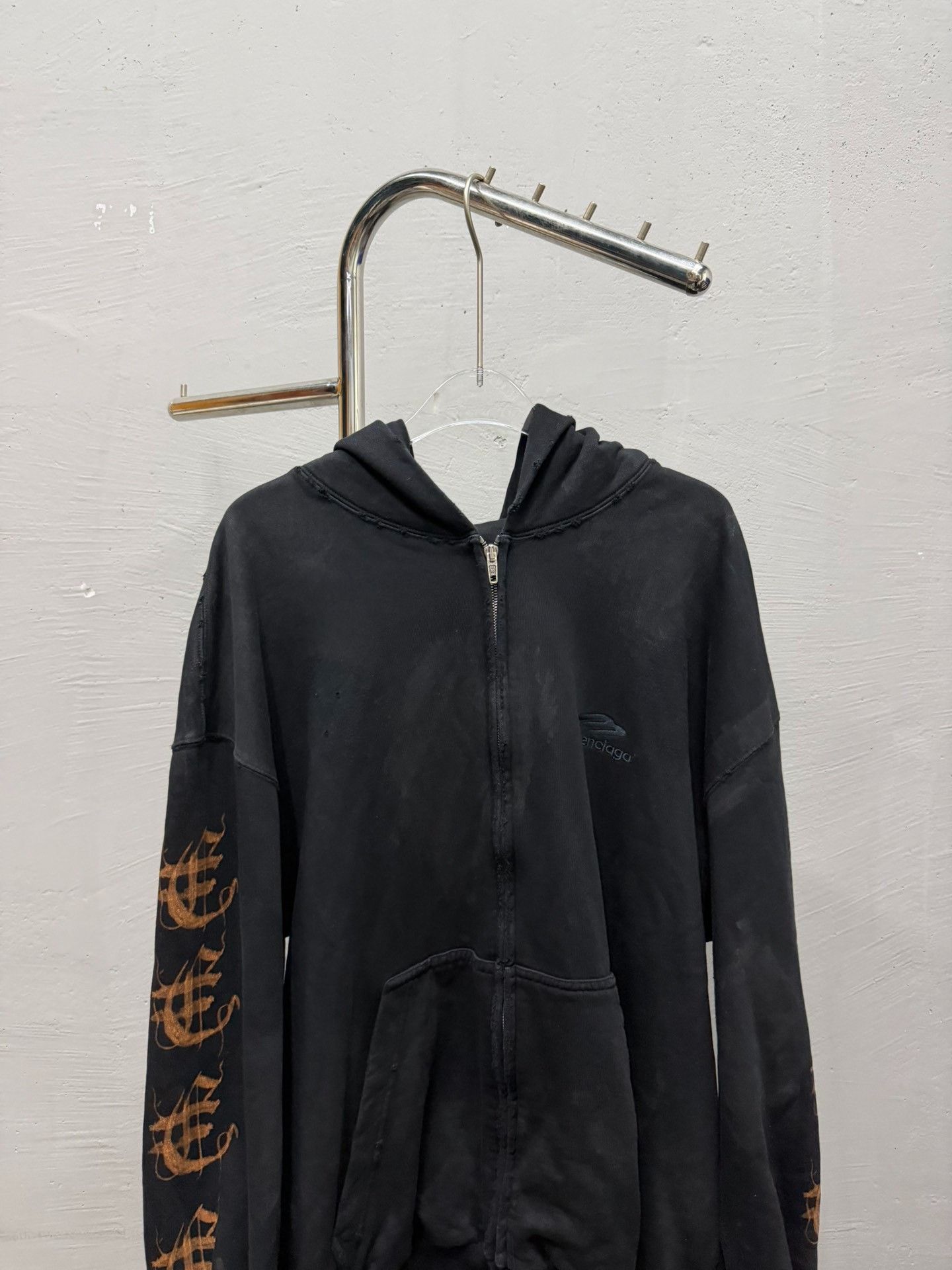 Saint Laurent Paris Balenciaga Black Zip Hoodie Gold Graphics Size US S / EU 44-46 / 1 - 2 Thumbnail