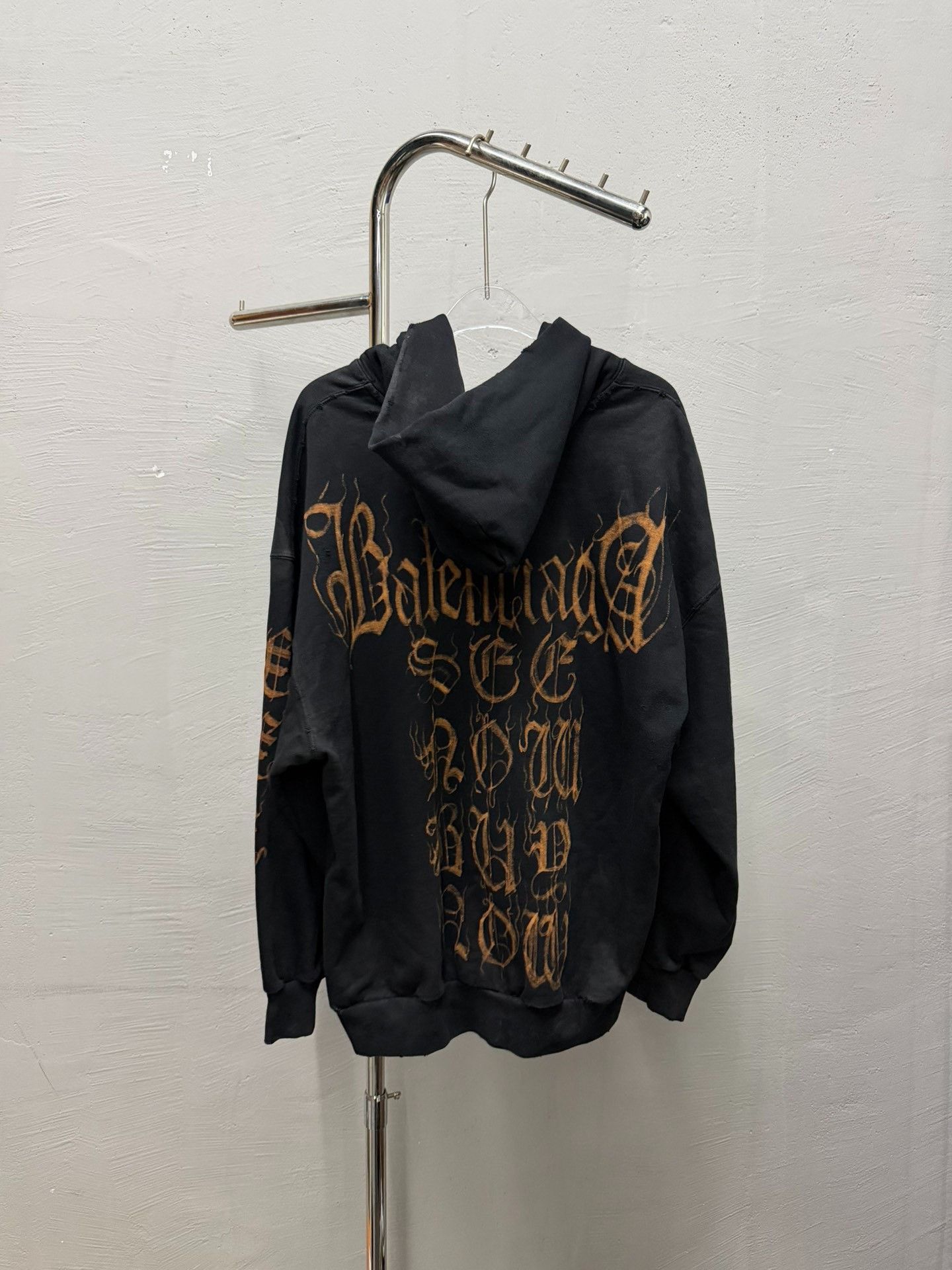 Saint Laurent Paris Balenciaga Black Zip Hoodie Gold Graphics Size US S / EU 44-46 / 1 - 3 Thumbnail