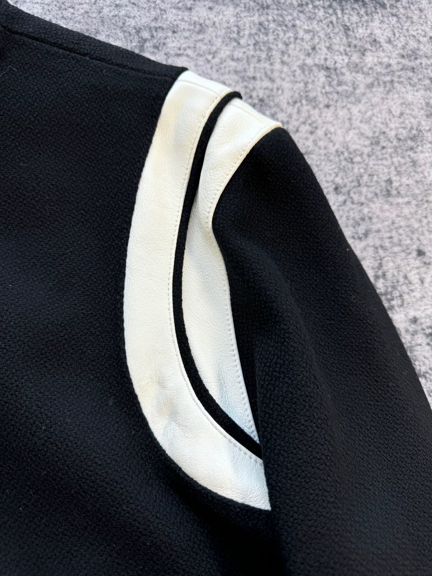 Saint Laurent Paris Saint Laurent Black White Leather Sleeve Jacket Size US M / EU 48-50 / 2 - 5 Thumbnail