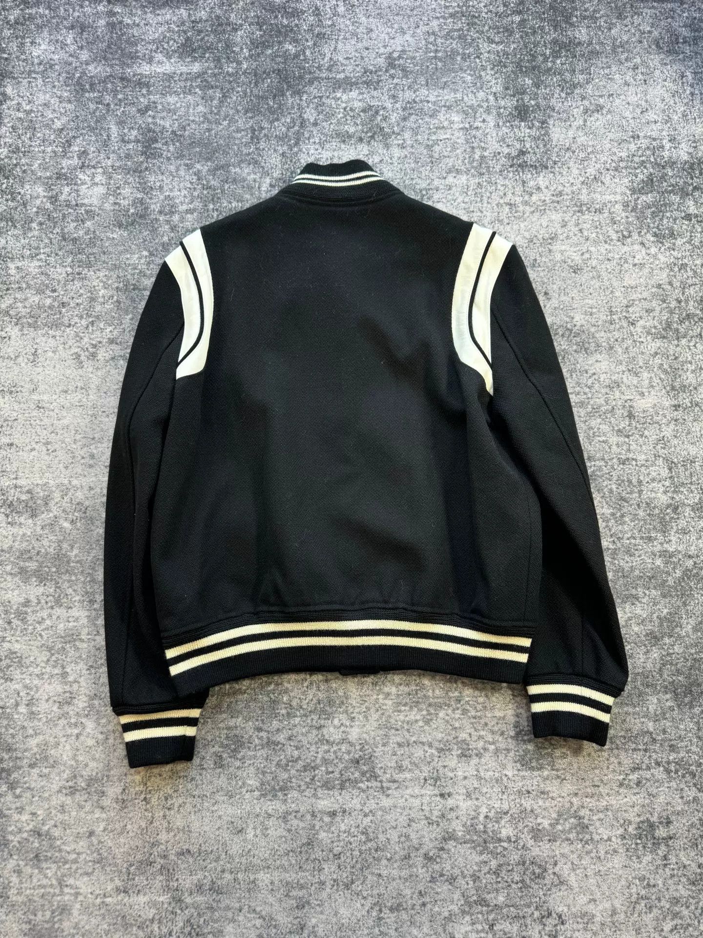 Saint Laurent Paris Saint Laurent Black White Leather Sleeve Jacket Size US M / EU 48-50 / 2 - 2 Thumbnail