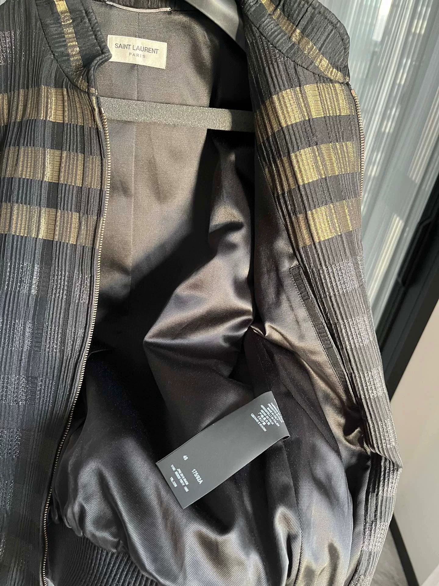 Saint Laurent Paris Saint Laurent Black Gold Baseball Jacket Size US S / EU 44-46 / 1 - 7 Thumbnail