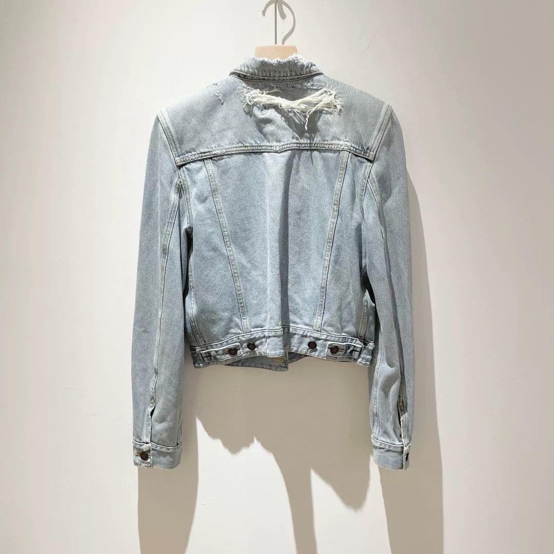 Saint Laurent Paris Saint Laurent Distressed Denim Jacket Size L / US 10 / IT 46 - 2 Thumbnail