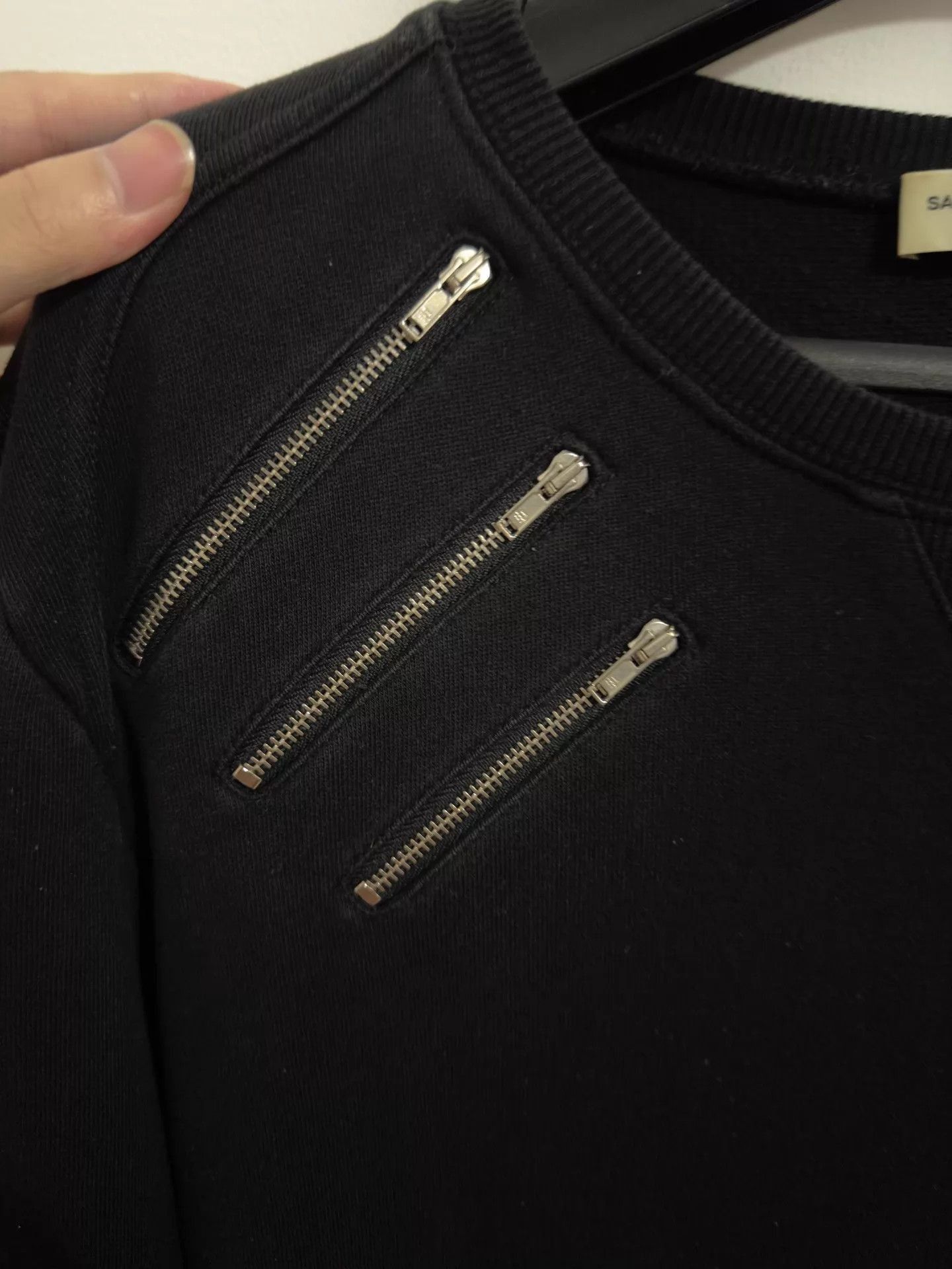 Saint Laurent Paris Black Long Sleeve Sweatshirt with Zipper Accents Size US M / EU 48-50 / 2 - 4 Thumbnail