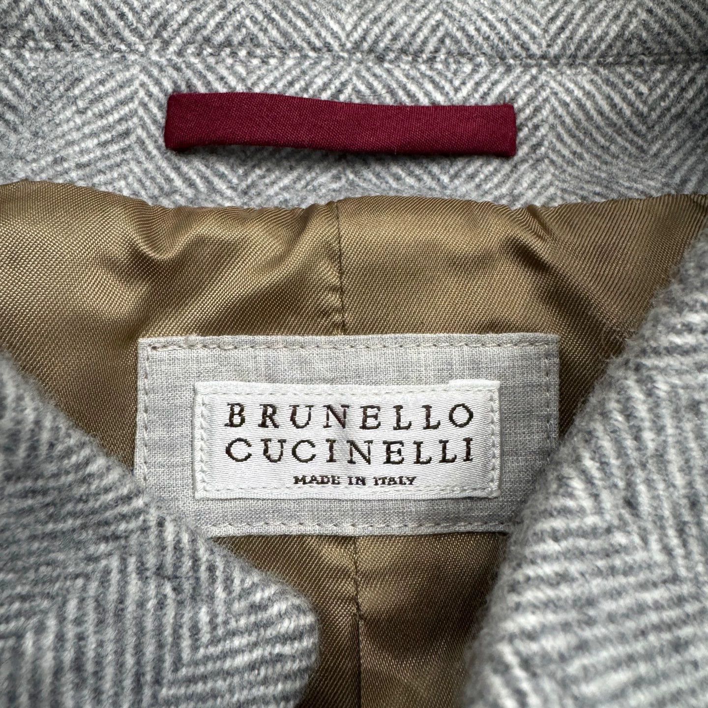 Brunello Cucinelli Gray Herringbone Button-Up Jacket Size US L / EU 52-54 / 3 - 2 Thumbnail