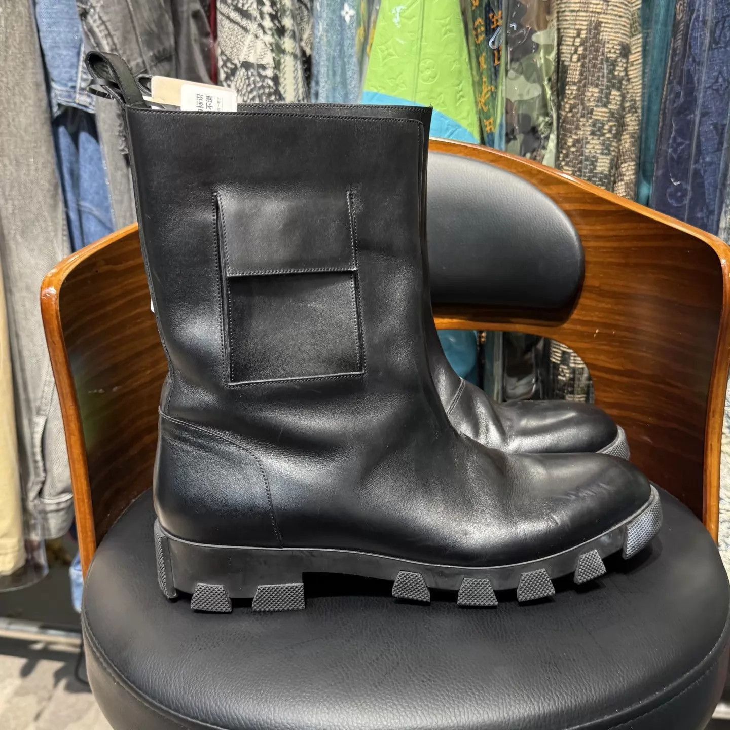 Balenciaga Black Leather Ankle Boots with Lug Sole Size US 9 / EU 42 - 4 Thumbnail