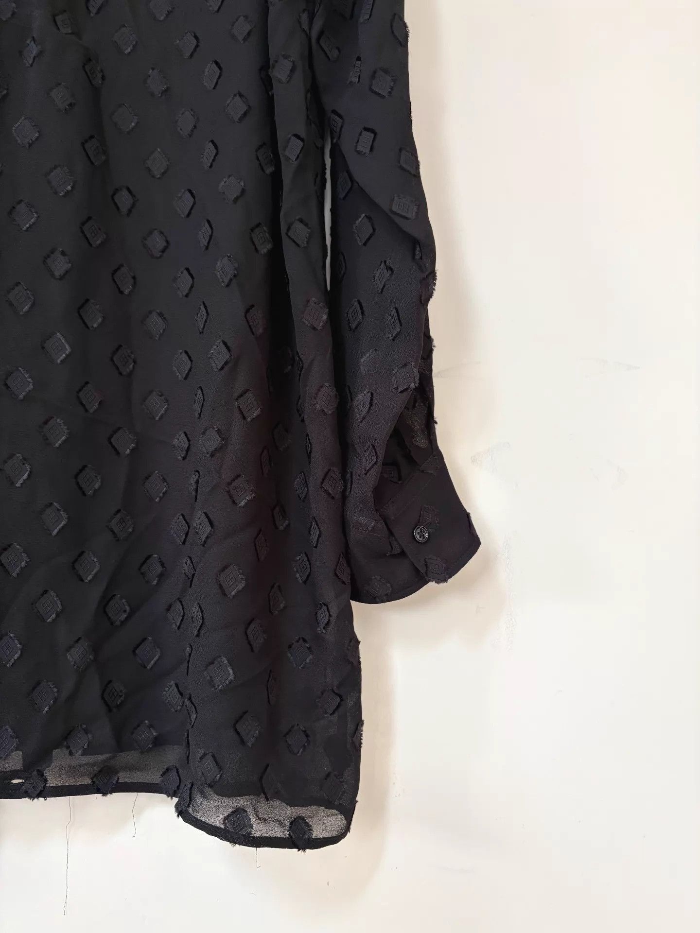 Ann Demeulemeester Black Long-Sleeve Button-Up Shirt with Diamond Pattern Size US M / EU 48-50 / 2 - 8 Thumbnail