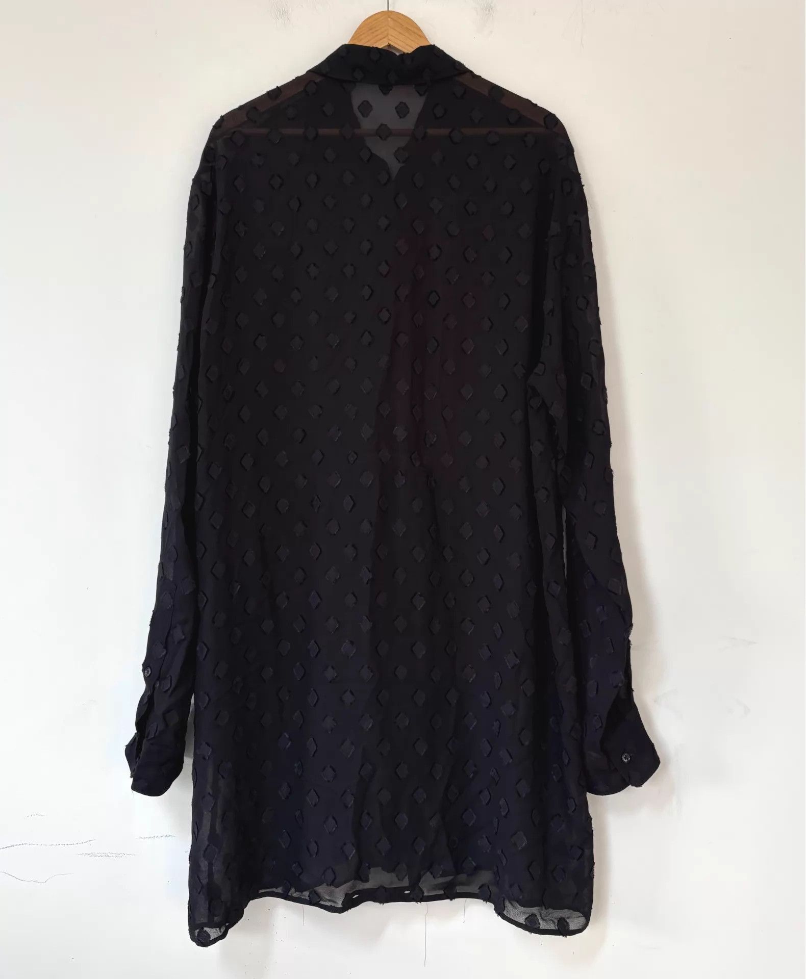 Ann Demeulemeester Black Long-Sleeve Button-Up Shirt with Diamond Pattern Size US M / EU 48-50 / 2 - 2 Thumbnail