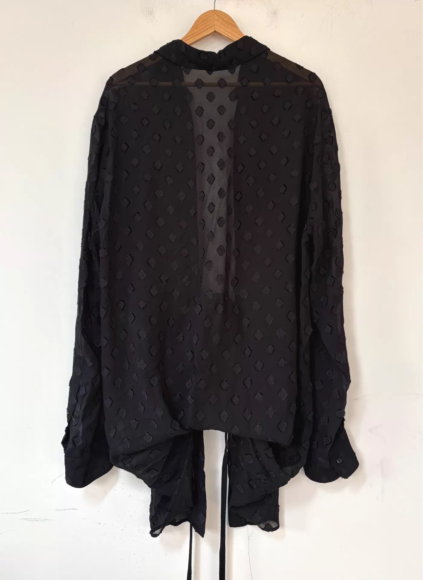 Ann Demeulemeester Black Long-Sleeve Button-Up Shirt with Diamond Pattern Size US M / EU 48-50 / 2 - 5 Thumbnail