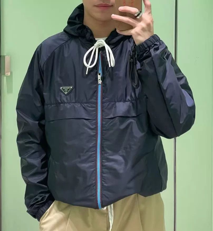 Prada Blue Hooded Light Jacket with Zip Closure Size US M / EU 48-50 / 2 - 8 Thumbnail