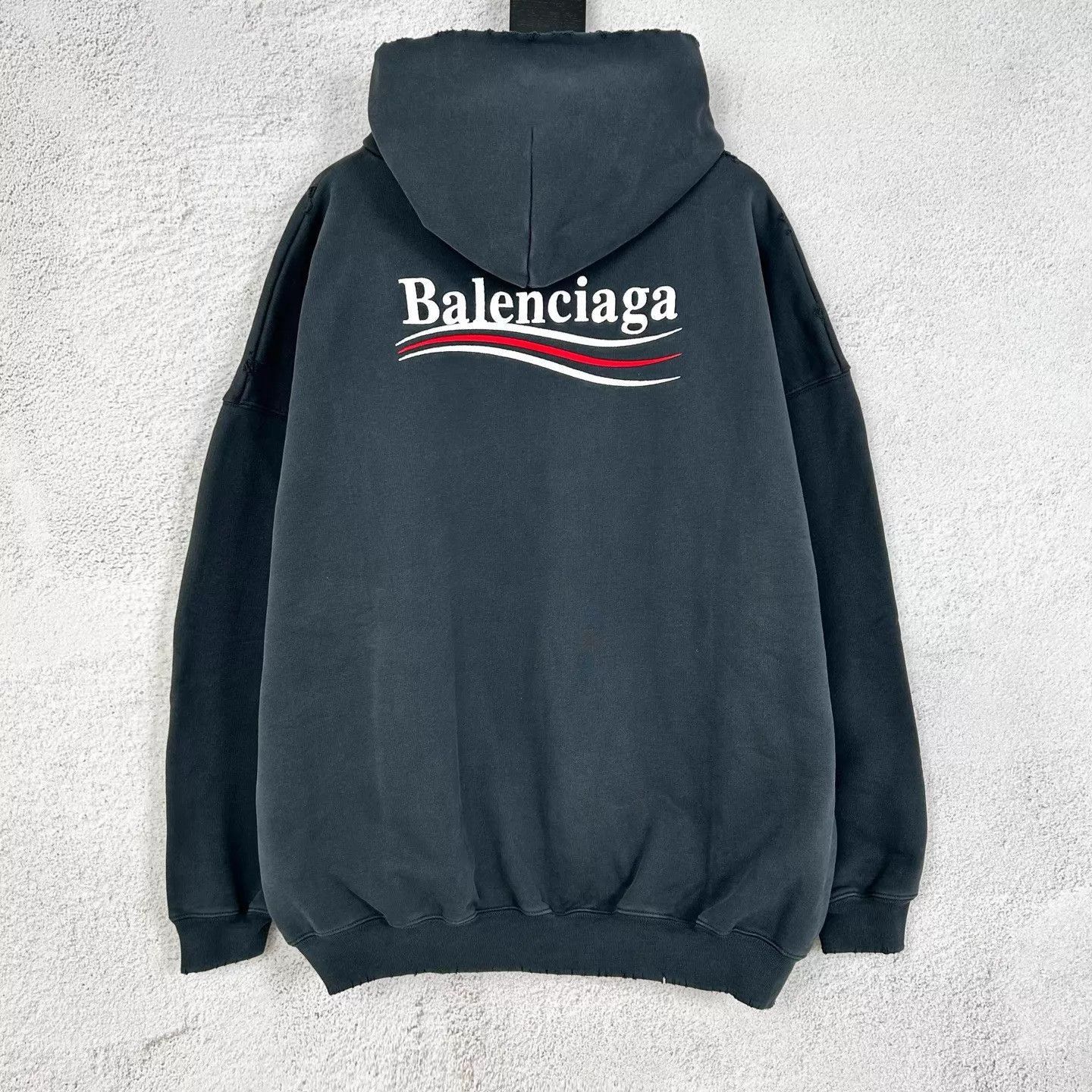 Balenciaga Gray Oversized Hoodie with Front Pocket Size US M / EU 48-50 / 2 - 2 Thumbnail