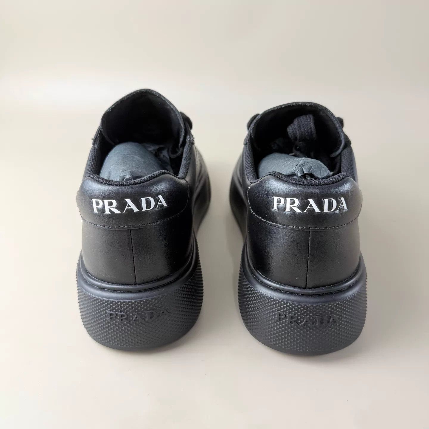 Prada Black Low-Top Leather Sneakers Size 8 Size US 8 / EU 41 - 3 Thumbnail