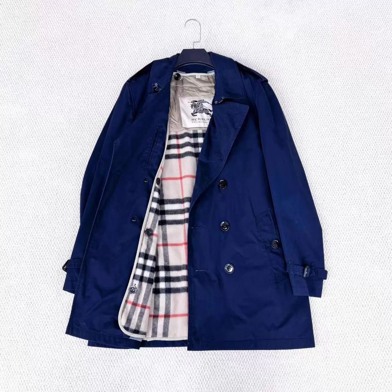 Burberry Blue Double-Breasted Long Trench Coat Size M Size US M / EU 48-50 / 2 - 4 Thumbnail
