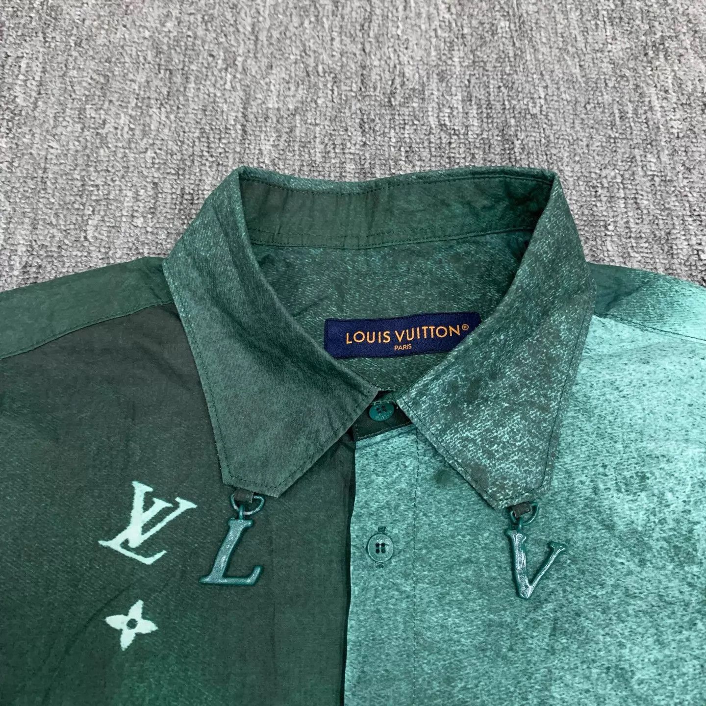 Louis Vuitton Green Tie-Dye Print Button-Up Shirt Size US L / EU 52-54 / 3 - 7 Thumbnail