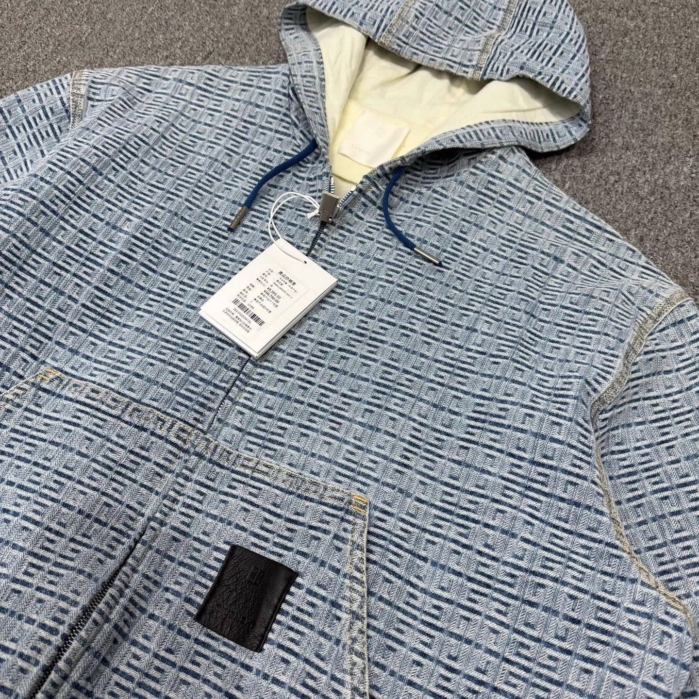 Givenchy Blue Patterned Zip-Up Hoodie with Ribbed Cuffs Size US S / EU 44-46 / 1 - 3 Thumbnail