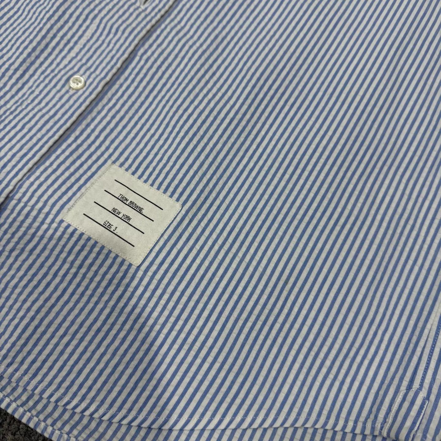Thom Browne Blue Striped Long Sleeve Button-Up Shirt Size US L / EU 52-54 / 3 - 3 Thumbnail