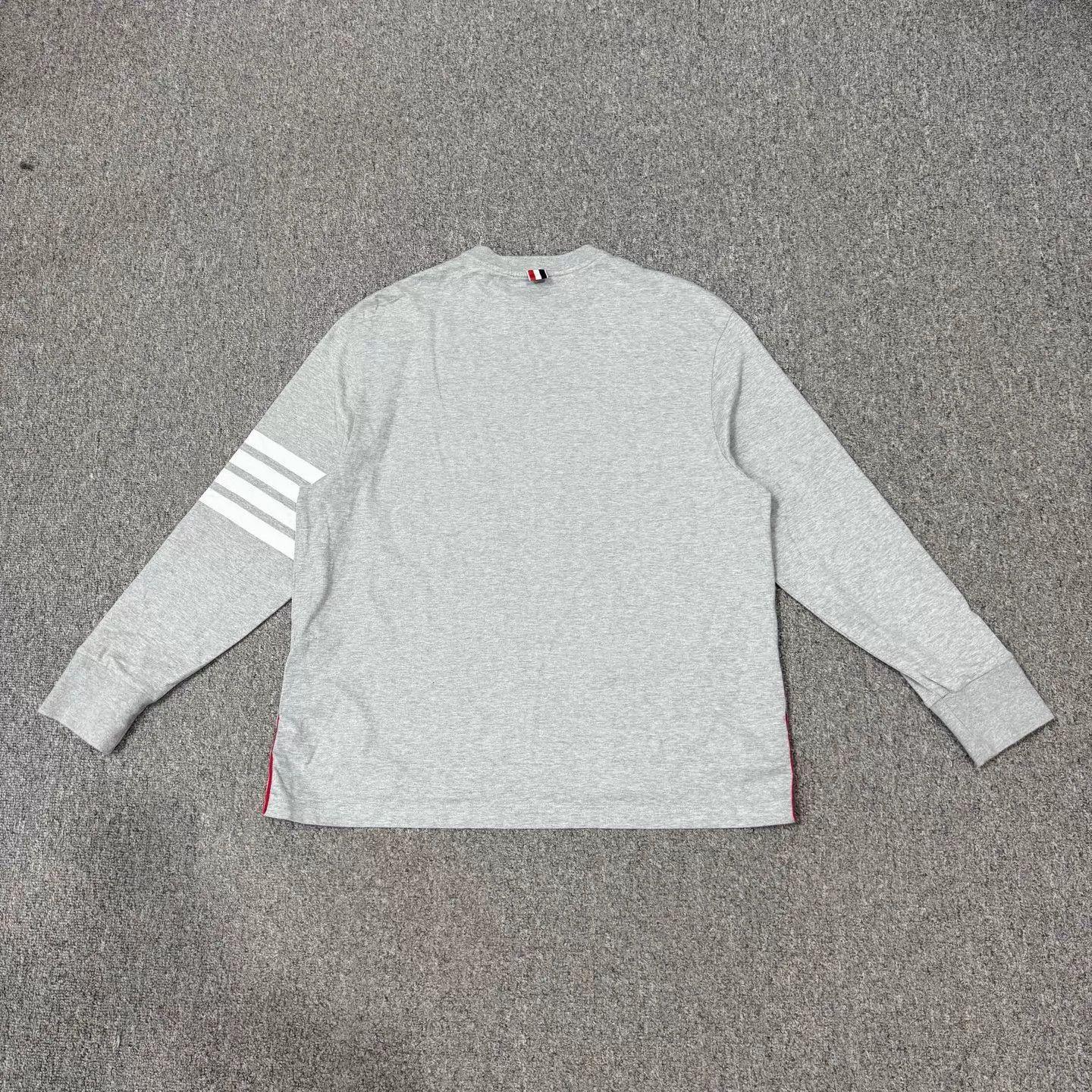 Thom Browne Gray Long Sleeve Shirt with White Stripes - Size S Size US S / EU 44-46 / 1 - 2 Thumbnail