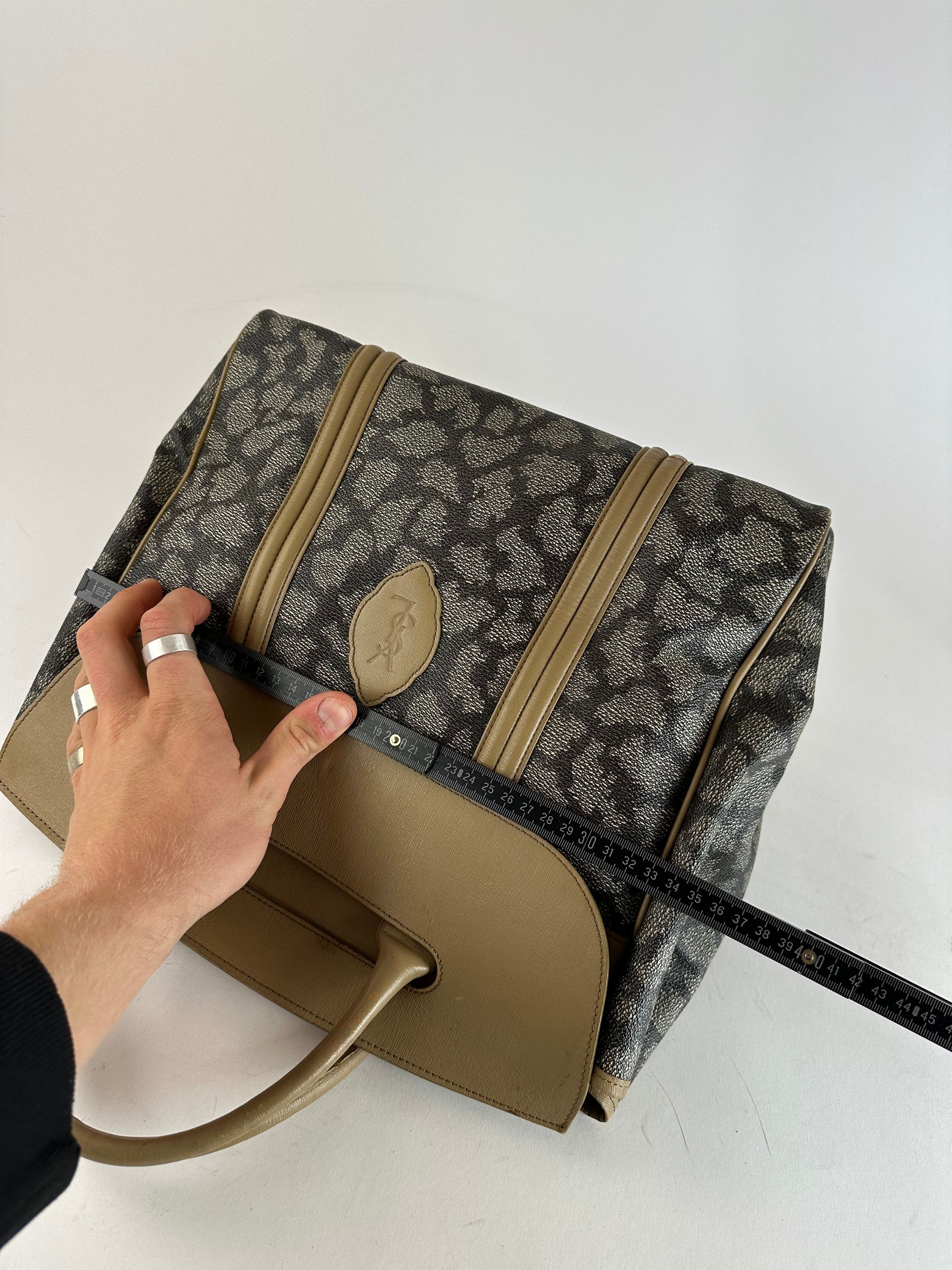 Other Vintage Yves Saint Laurent Stone Monogram Leather Handbag Bl Size ONE SIZE - 8 Thumbnail