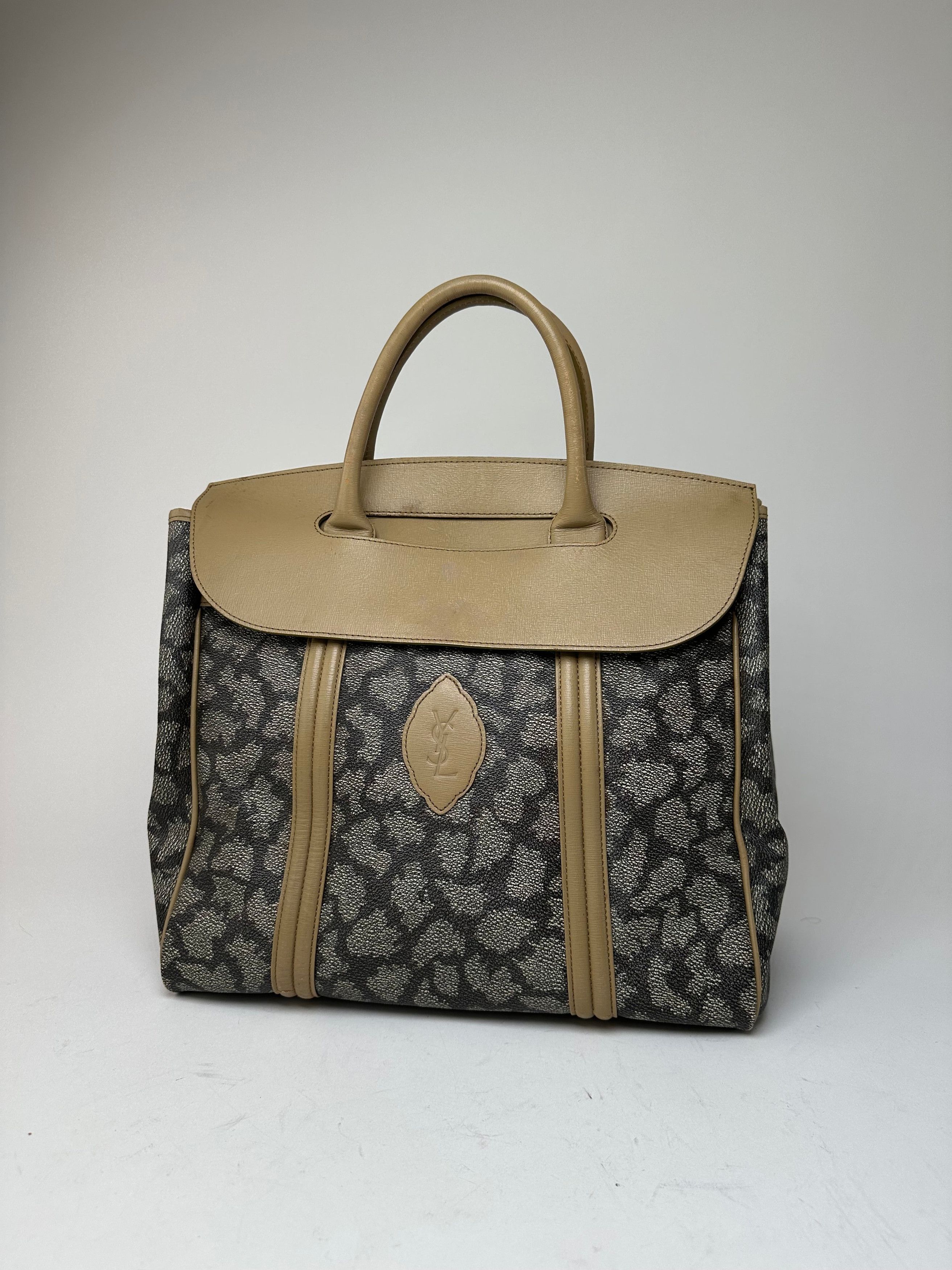 Other Vintage Yves Saint Laurent Stone Monogram Leather Handbag Bl Size ONE SIZE - 10 Thumbnail