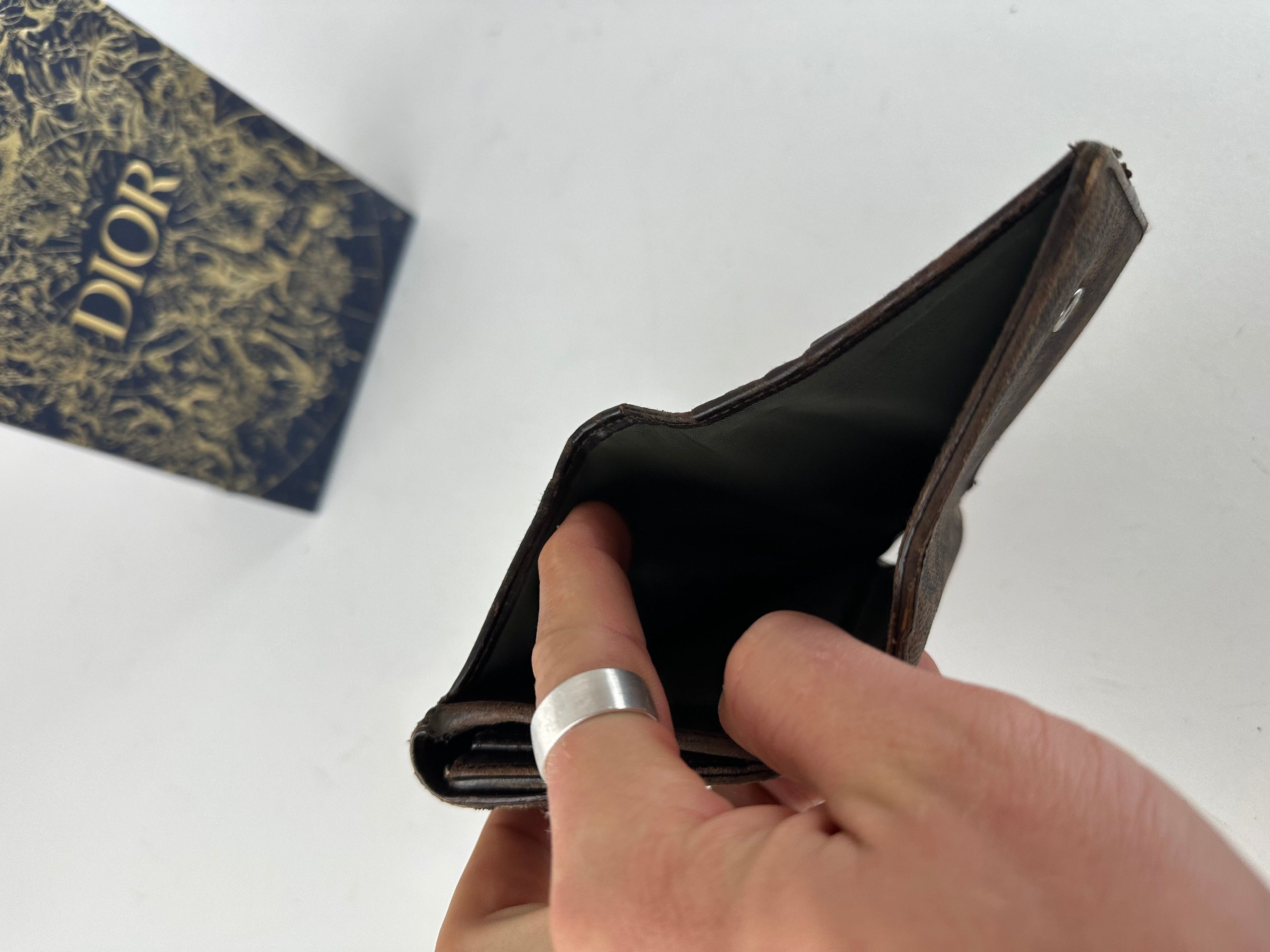 Dior Vintage Oblique Monogram Leather Wallet Brown Size ONE SIZE - 7 Thumbnail