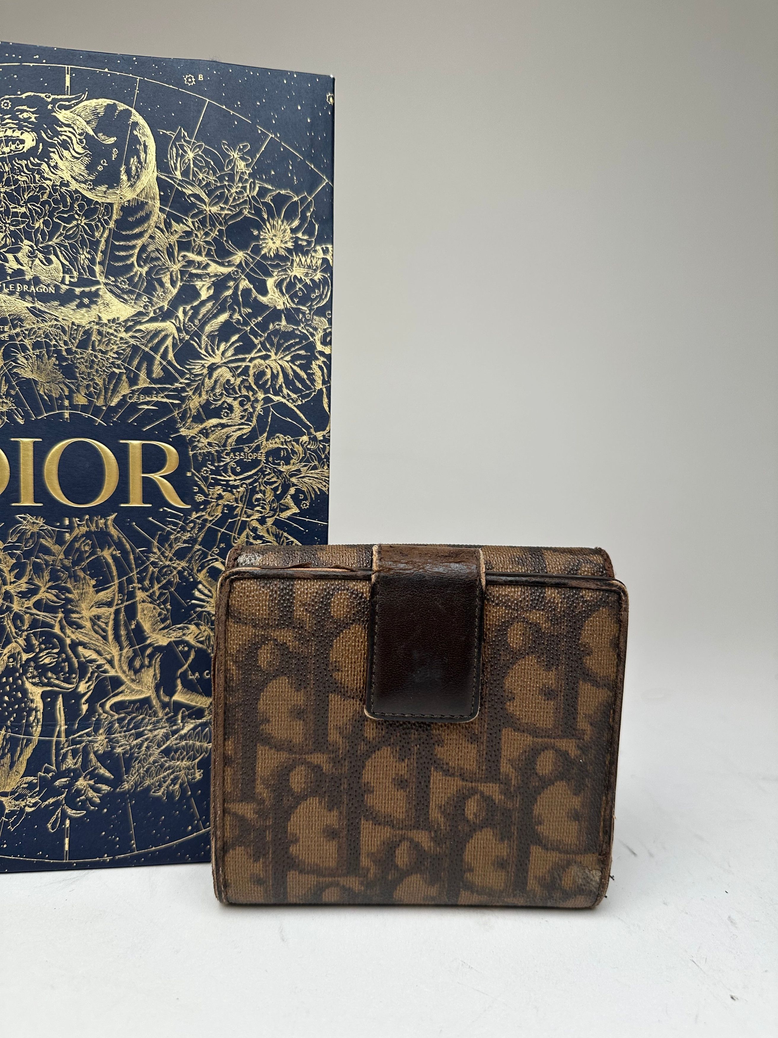 Dior Vintage Oblique Monogram Leather Wallet Brown Size ONE SIZE - 8 Thumbnail