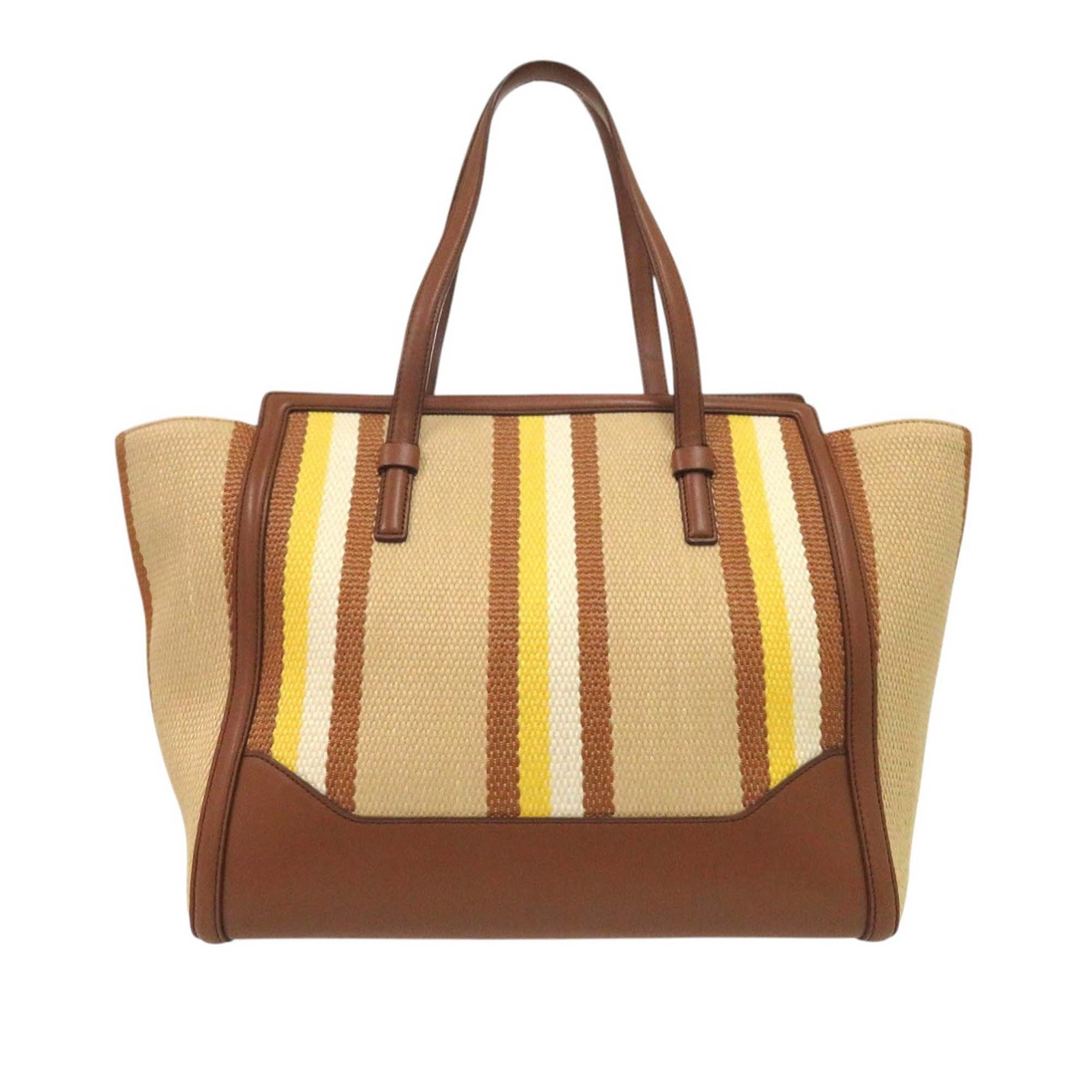 Salvatore Ferragamo Medium Striped Canvas and Leather Amy Tote Size ONE SIZE - 2 Thumbnail