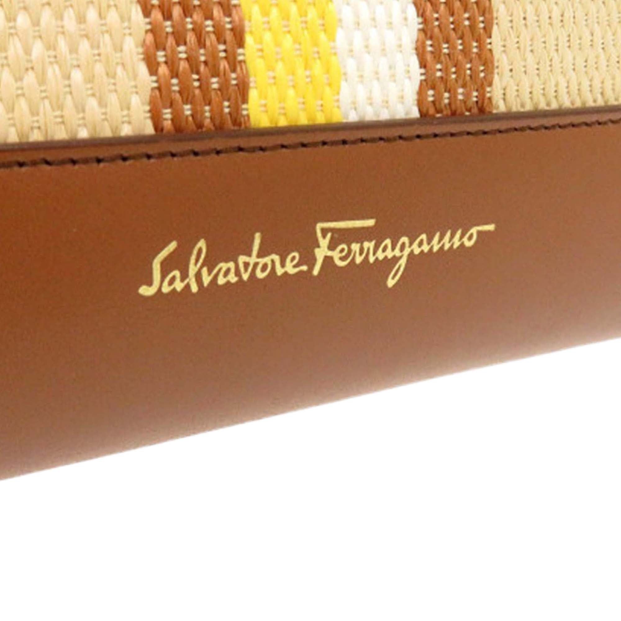Salvatore Ferragamo Medium Striped Canvas and Leather Amy Tote Size ONE SIZE - 12 Thumbnail