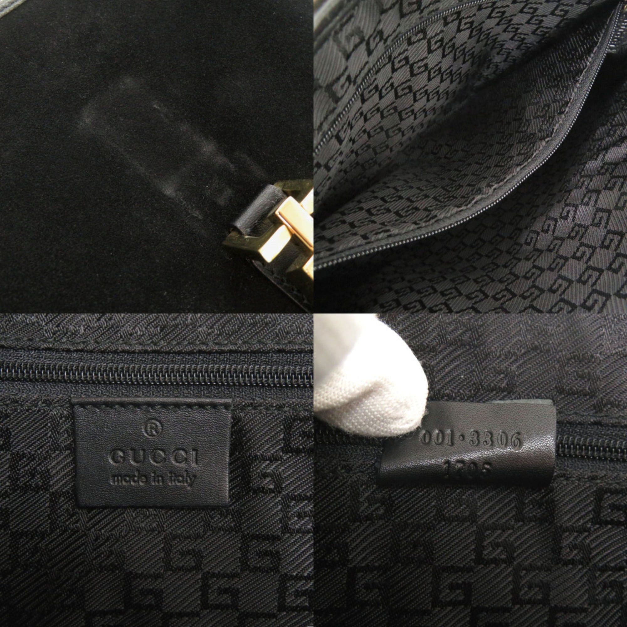Gucci Excellent condition Gucci Jackie 001 3306 one-shoulder bag, suede leather, black handbag 0448GUCCI Size ONE SIZE - 8 Thumbnail