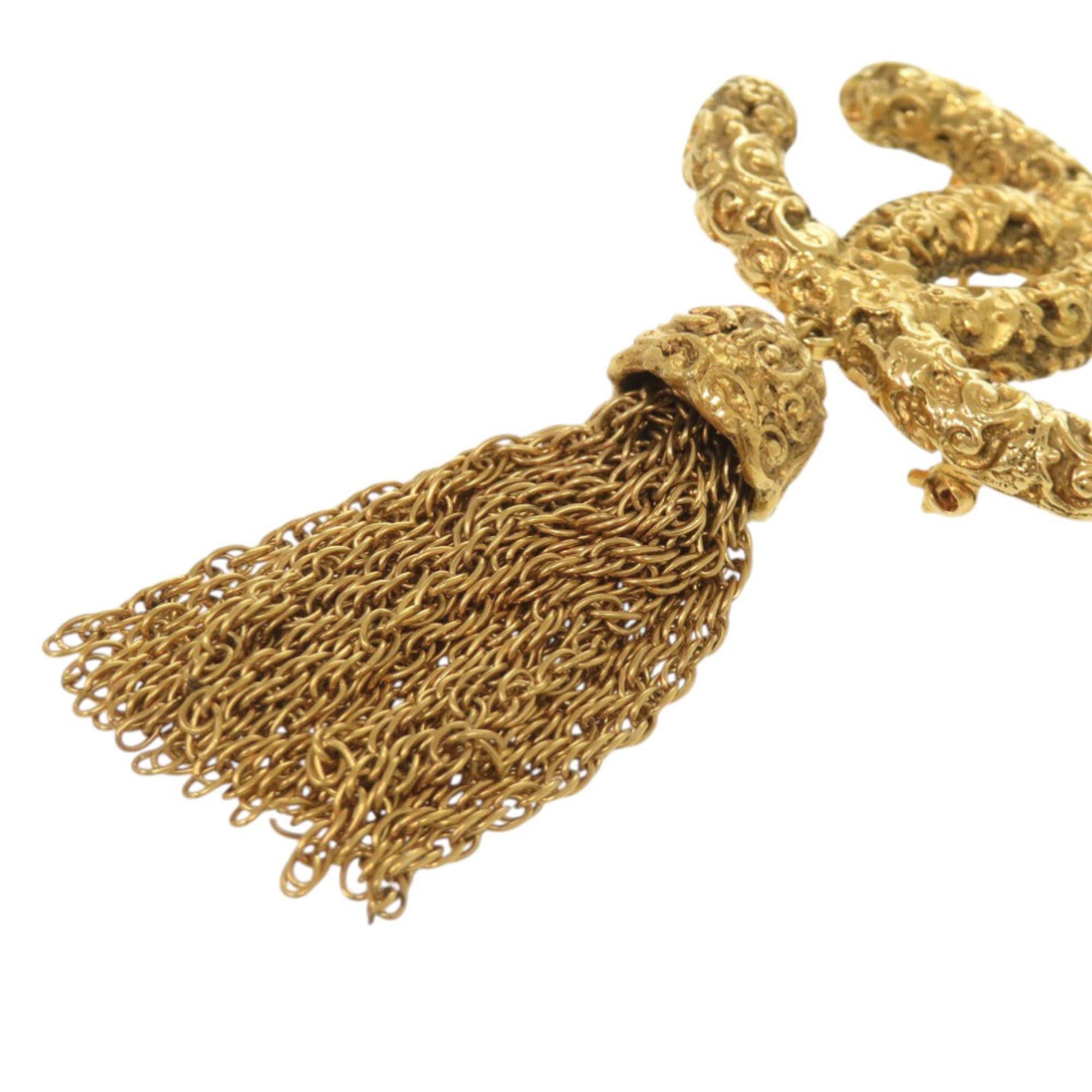 Chanel Excellent condition Chanel Lava Coco Mark 95A Fringe Brooch Metal Gold 1219CHANEL Size ONE SIZE - 4 Thumbnail