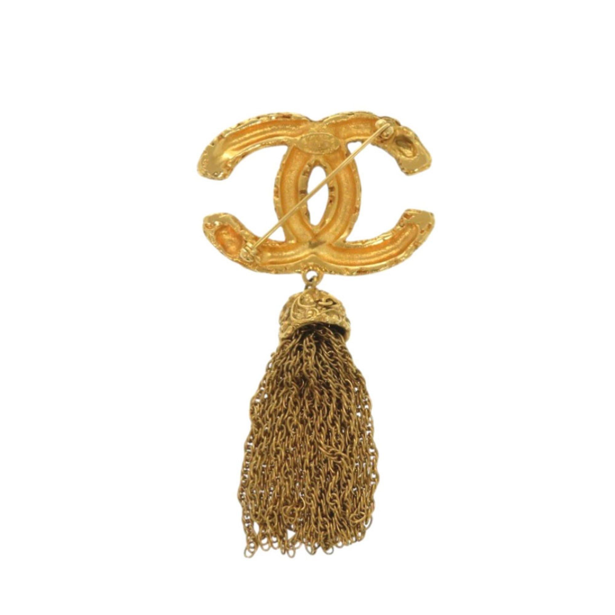 Chanel Excellent condition Chanel Lava Coco Mark 95A Fringe Brooch Metal Gold 1219CHANEL Size ONE SIZE - 2 Thumbnail