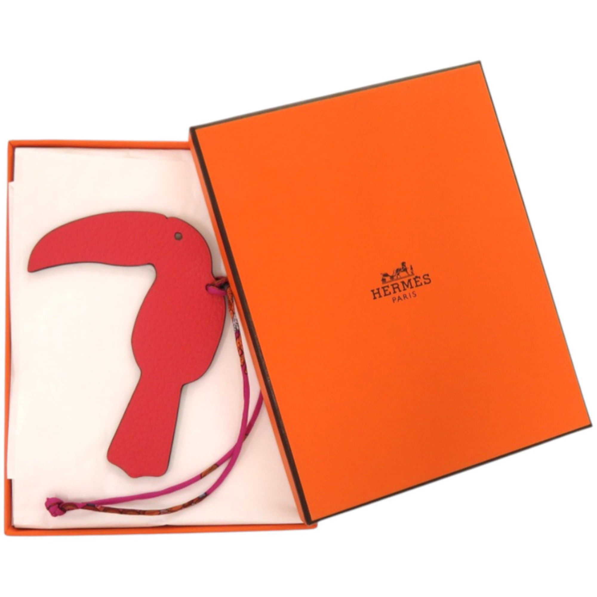 Hermes Unused Hermes Petit H Toucan Leather Keychain, Rouge Red, 0434HERMES Size ONE SIZE - 2 Thumbnail