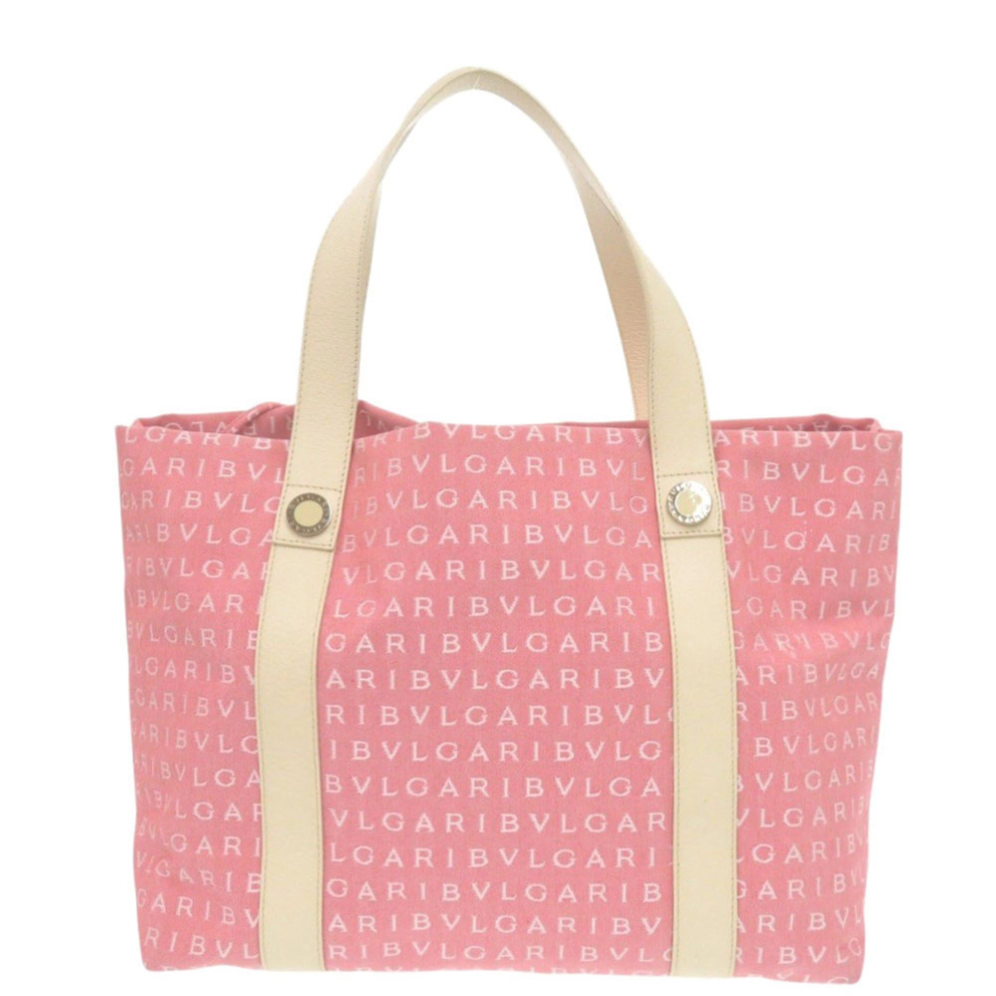 Bvlgari Excellent condition Bulgari Logomania tote bag, canvas and leather, pink, 0582BVLGARI Size ONE SIZE - 2 Thumbnail