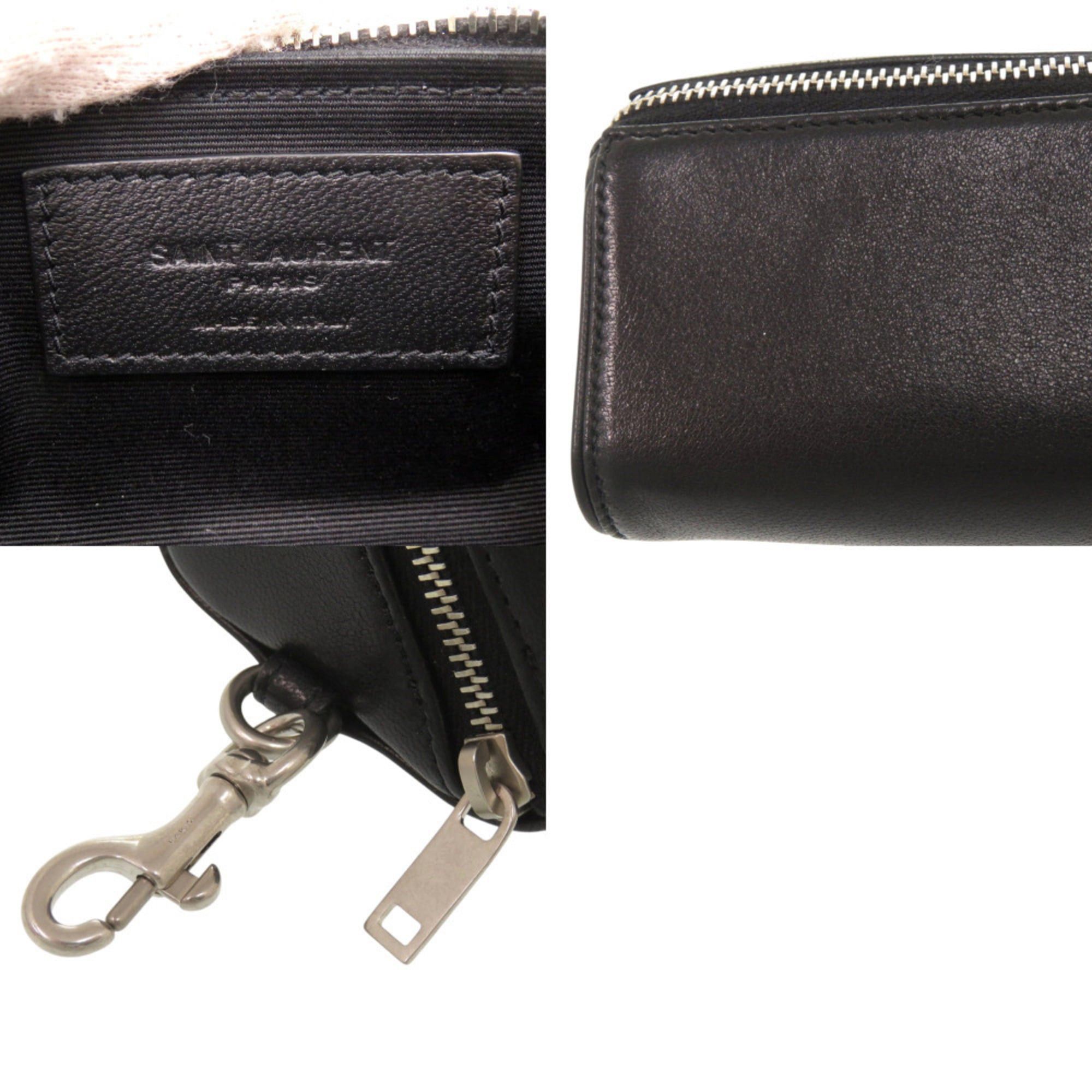 Yves Saint Laurent Yves Saint Laurent Excellent condition Saint Laurent Paris 2-way neck strap fragment zip box 777423-1EL0E silver hardware leather black handbag pouch accessory case shoulder bag 0640SAINT LAURENT PARIS Size ONE SIZE - 7 Thumbnail