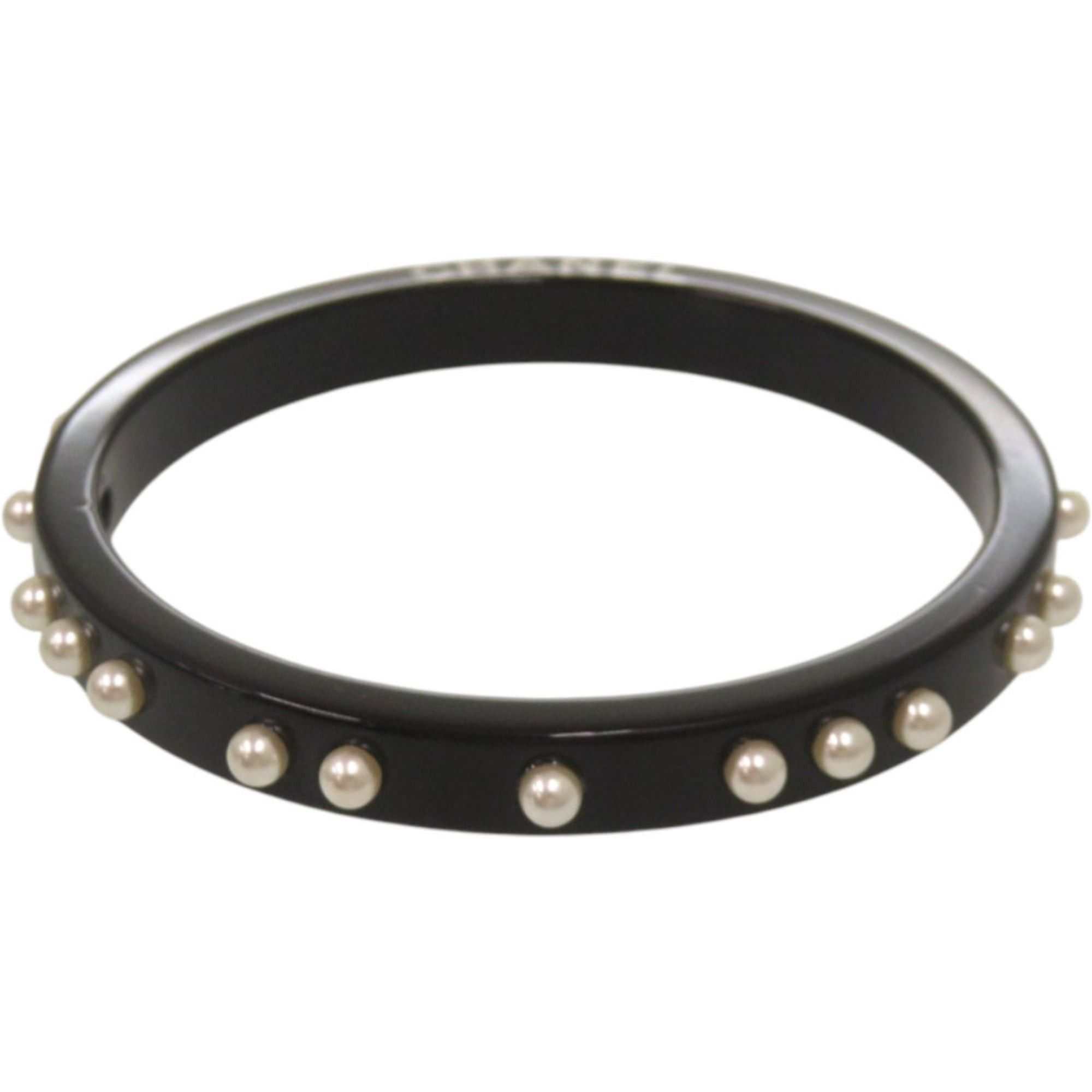 Chanel Excellent condition Chanel logo faux pearl plastic black bangle 1736CHANEL Size ONE SIZE - 3 Thumbnail