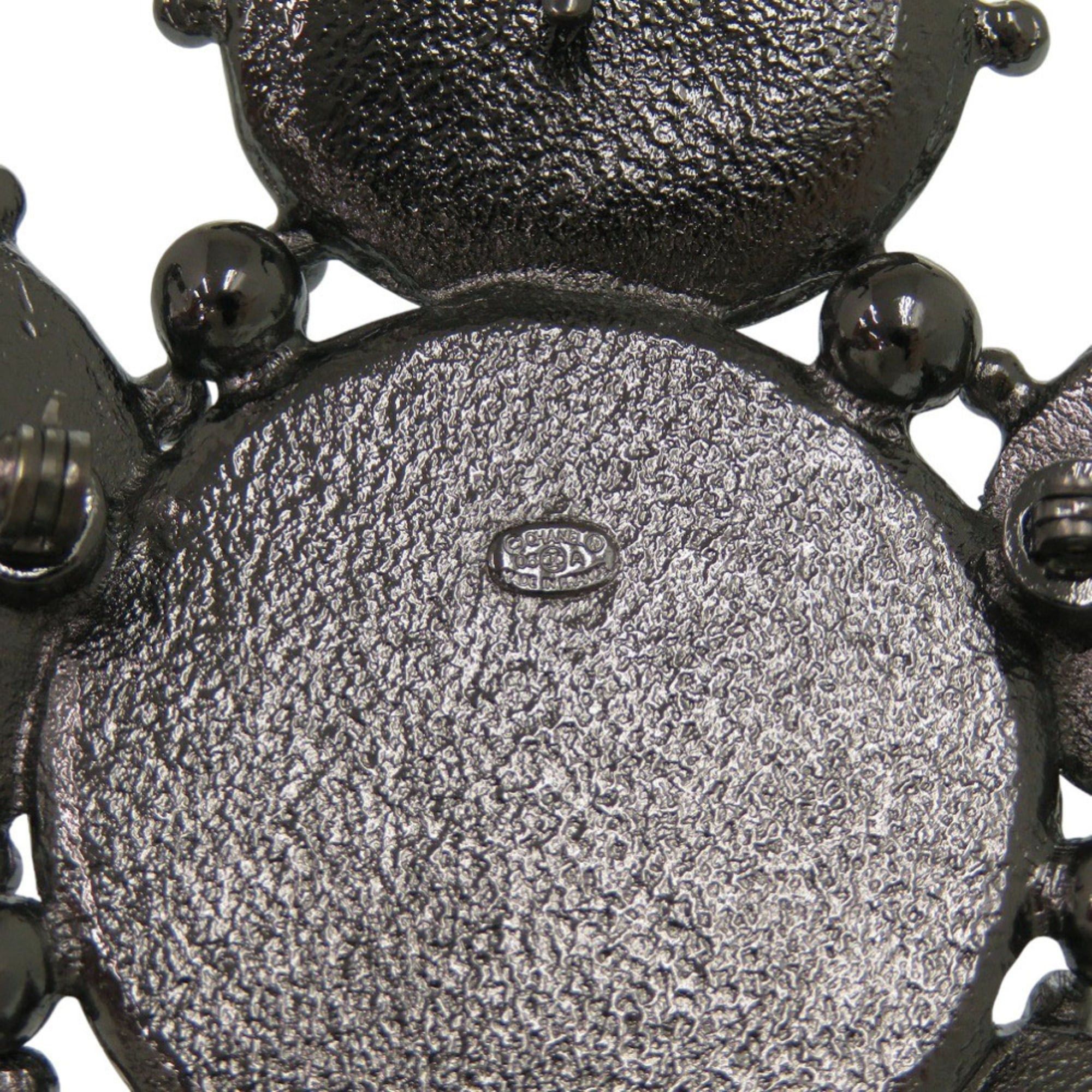 Chanel Excellent condition Chanel Coco Mark 05A Metal Black Silver Brooch 0722CHANEL Size ONE SIZE - 6 Thumbnail