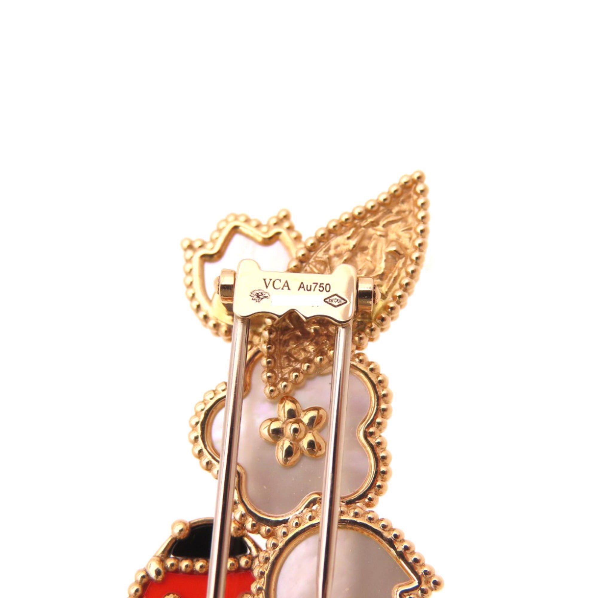 Van Cleef & Arpels Like New Van Cleef & Arpels Lucky Spring Clip Brooch VCARP7RS00 18KPG Onyx Carnelian Mother of Pearl Rose Gold Jewelry 0182 Size ONE SIZE - 6 Thumbnail