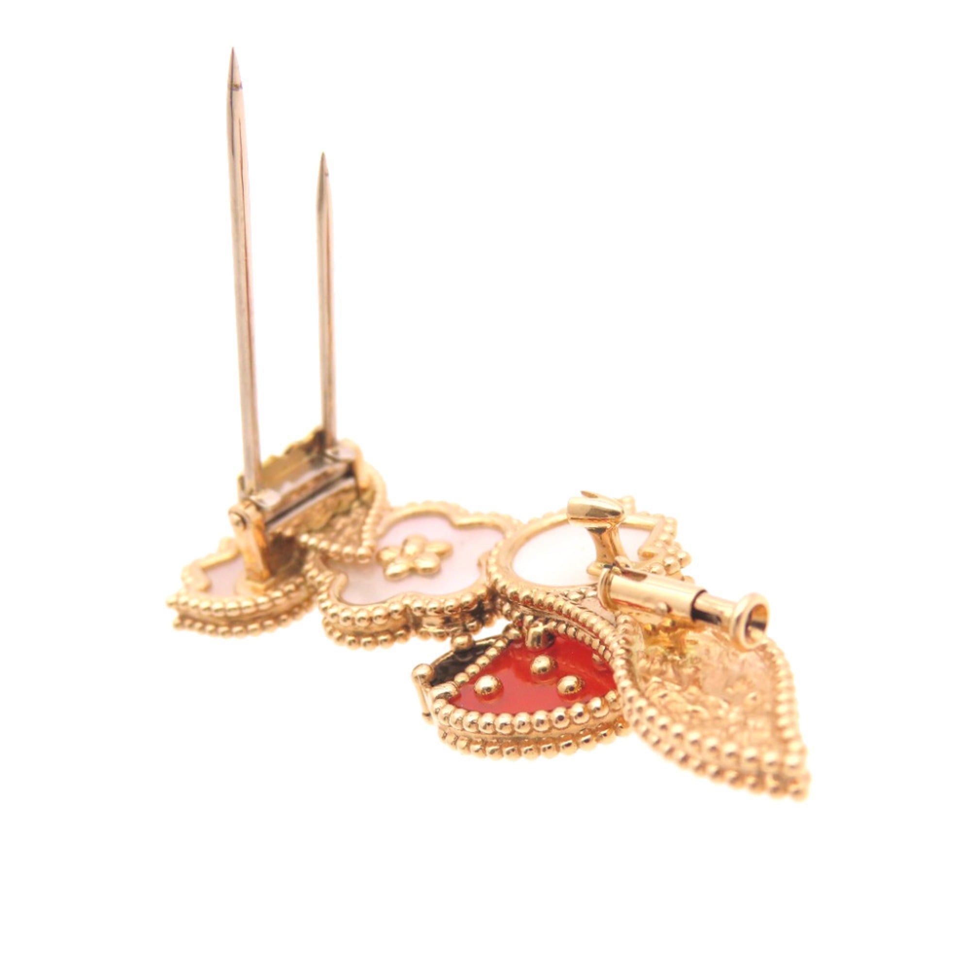 Van Cleef & Arpels Like New Van Cleef & Arpels Lucky Spring Clip Brooch VCARP7RS00 18KPG Onyx Carnelian Mother of Pearl Rose Gold Jewelry 0182 Size ONE SIZE - 7 Thumbnail