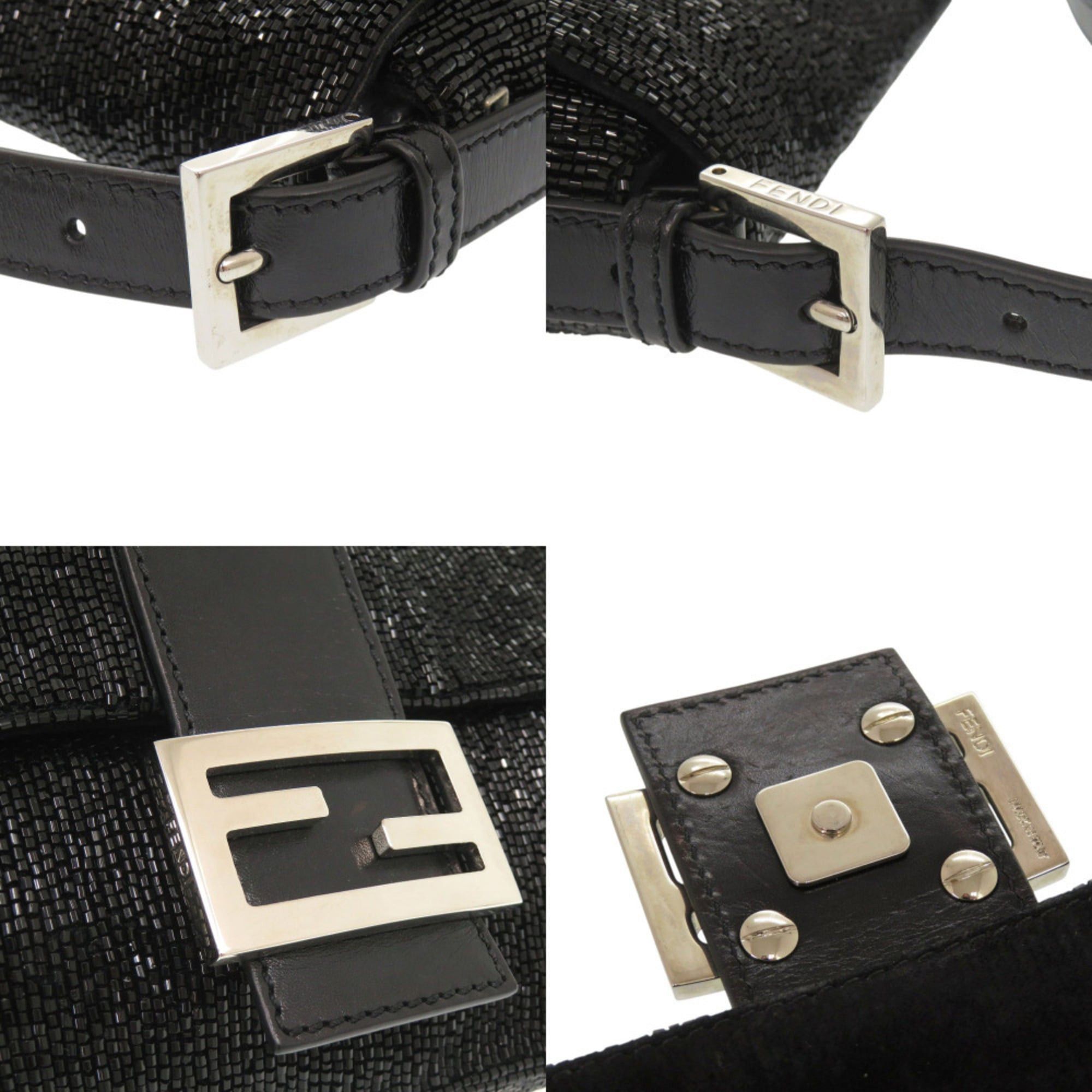 Fendi Excellent condition Fendi Mamma Bucket 8BR600 beaded leather black handbag 0444FENDI Size ONE SIZE - 8 Thumbnail
