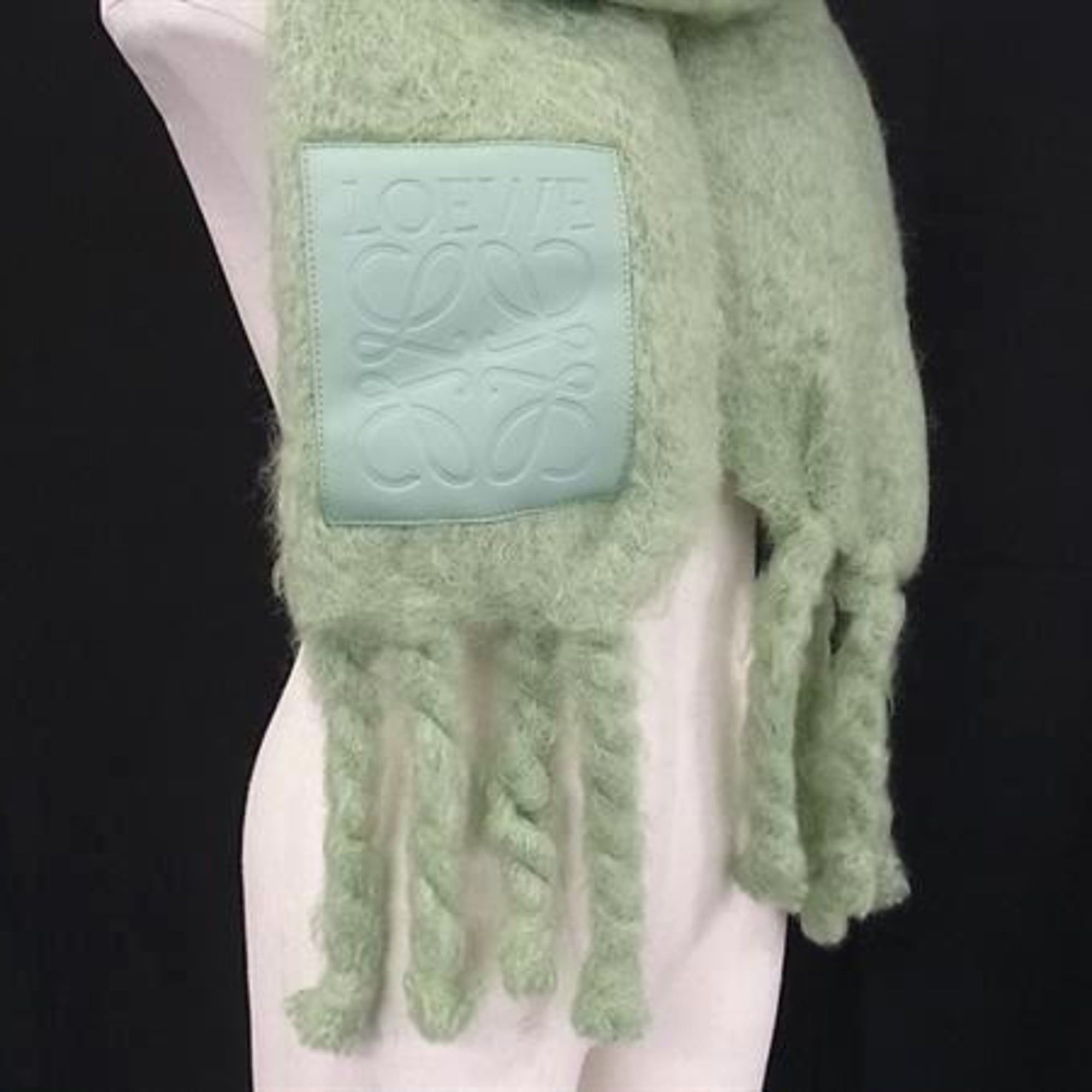 Loewe LOEWE (Loewe) Stole/Scarf, Anagram design, Green, Mohair x Wool Nylon, Women's Size ONE SIZE - 2 Thumbnail