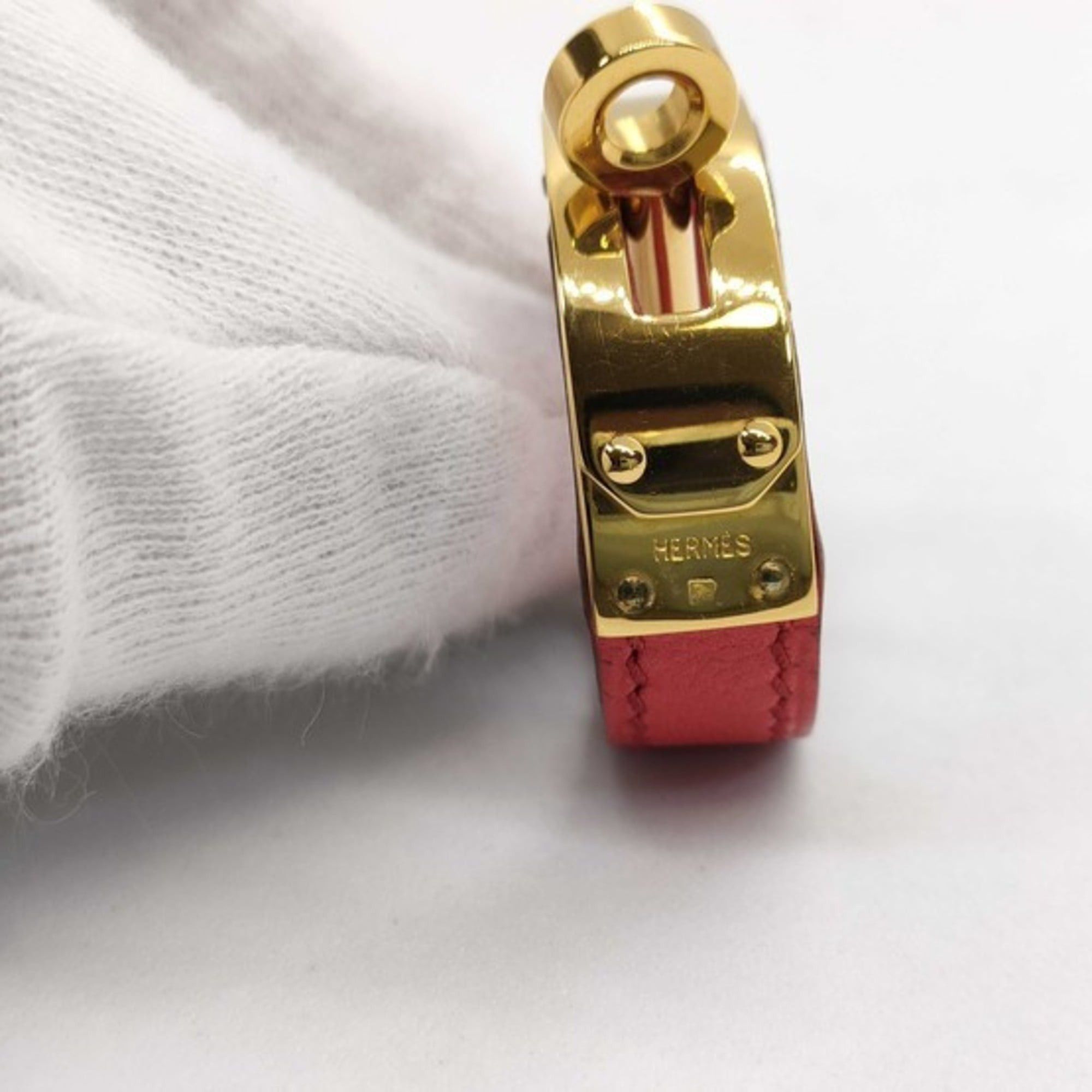 Hermes HERMES Kelly Scarf Ring, Gold and Red Leather, for Women Size ONE SIZE - 9 Thumbnail