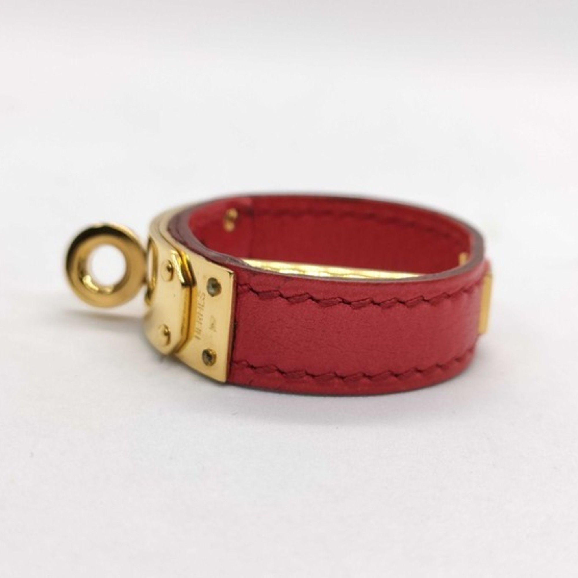 Hermes HERMES Kelly Scarf Ring, Gold and Red Leather, for Women Size ONE SIZE - 2 Thumbnail