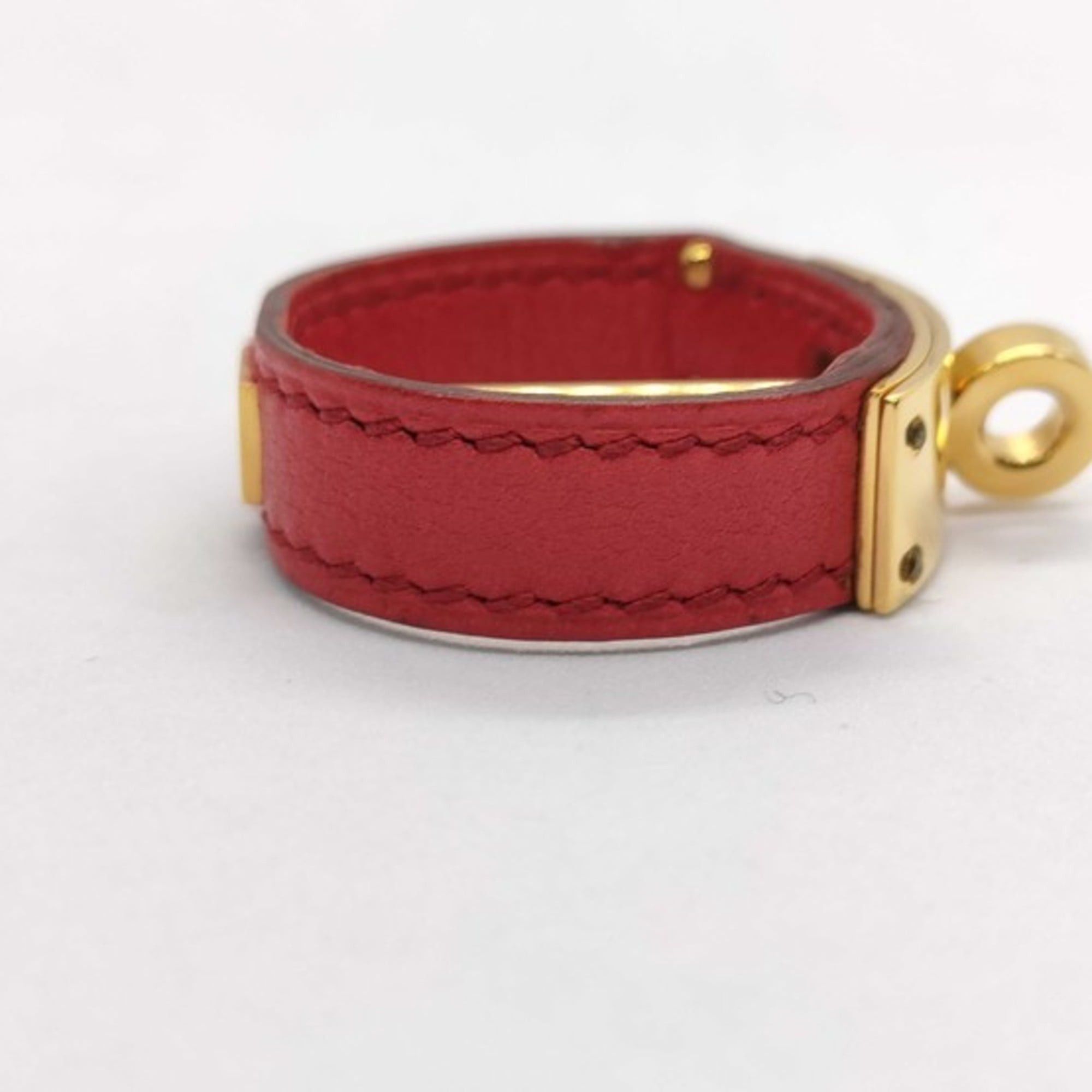 Hermes HERMES Kelly Scarf Ring, Gold and Red Leather, for Women Size ONE SIZE - 4 Thumbnail