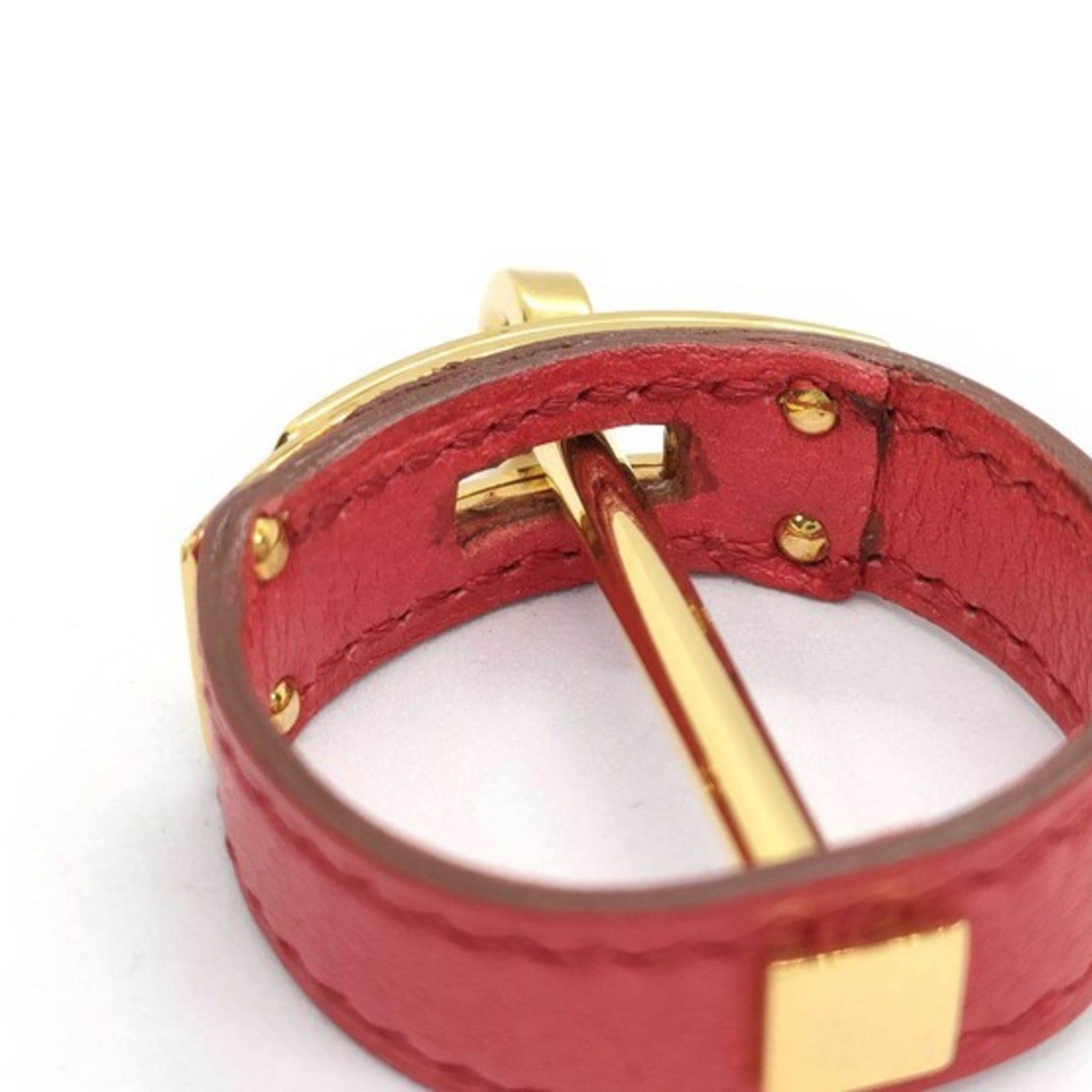 Hermes HERMES Kelly Scarf Ring, Gold and Red Leather, for Women Size ONE SIZE - 5 Thumbnail