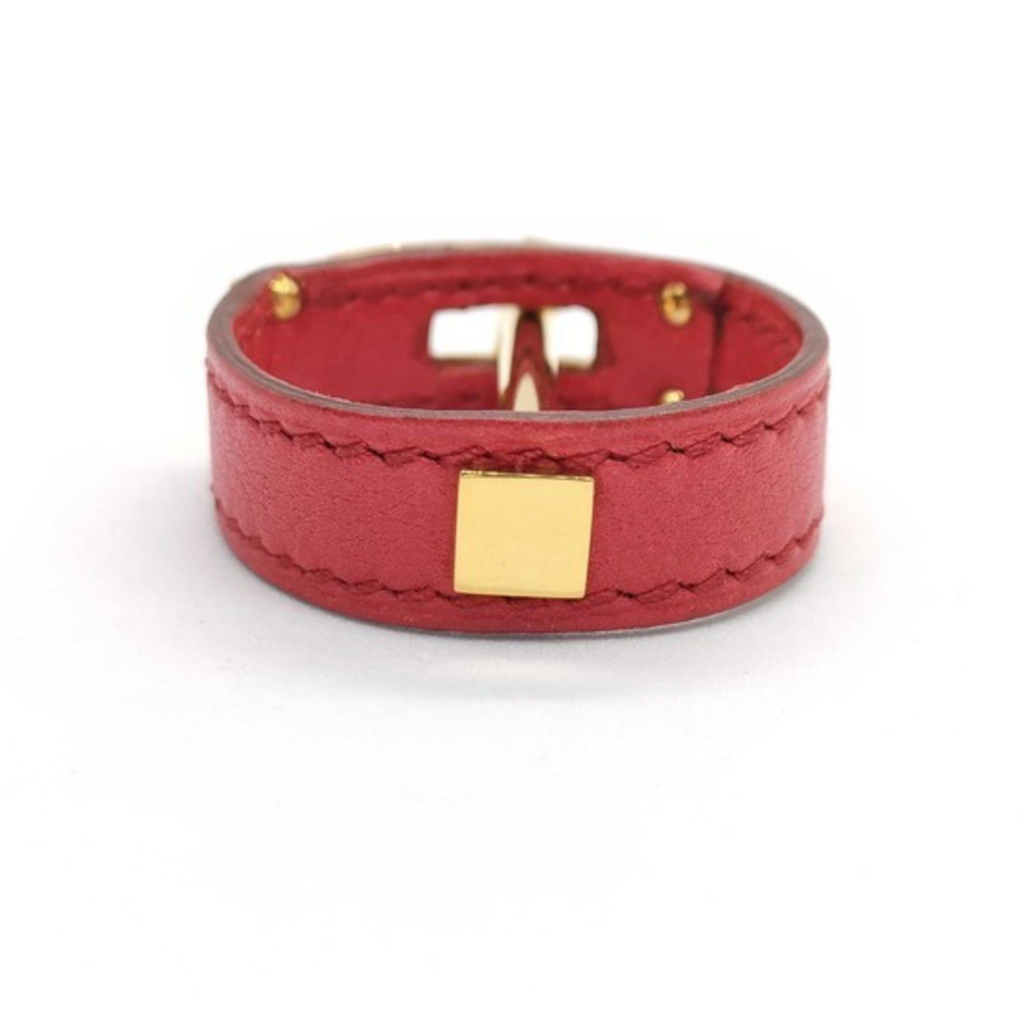 Hermes HERMES Kelly Scarf Ring, Gold and Red Leather, for Women Size ONE SIZE - 3 Thumbnail