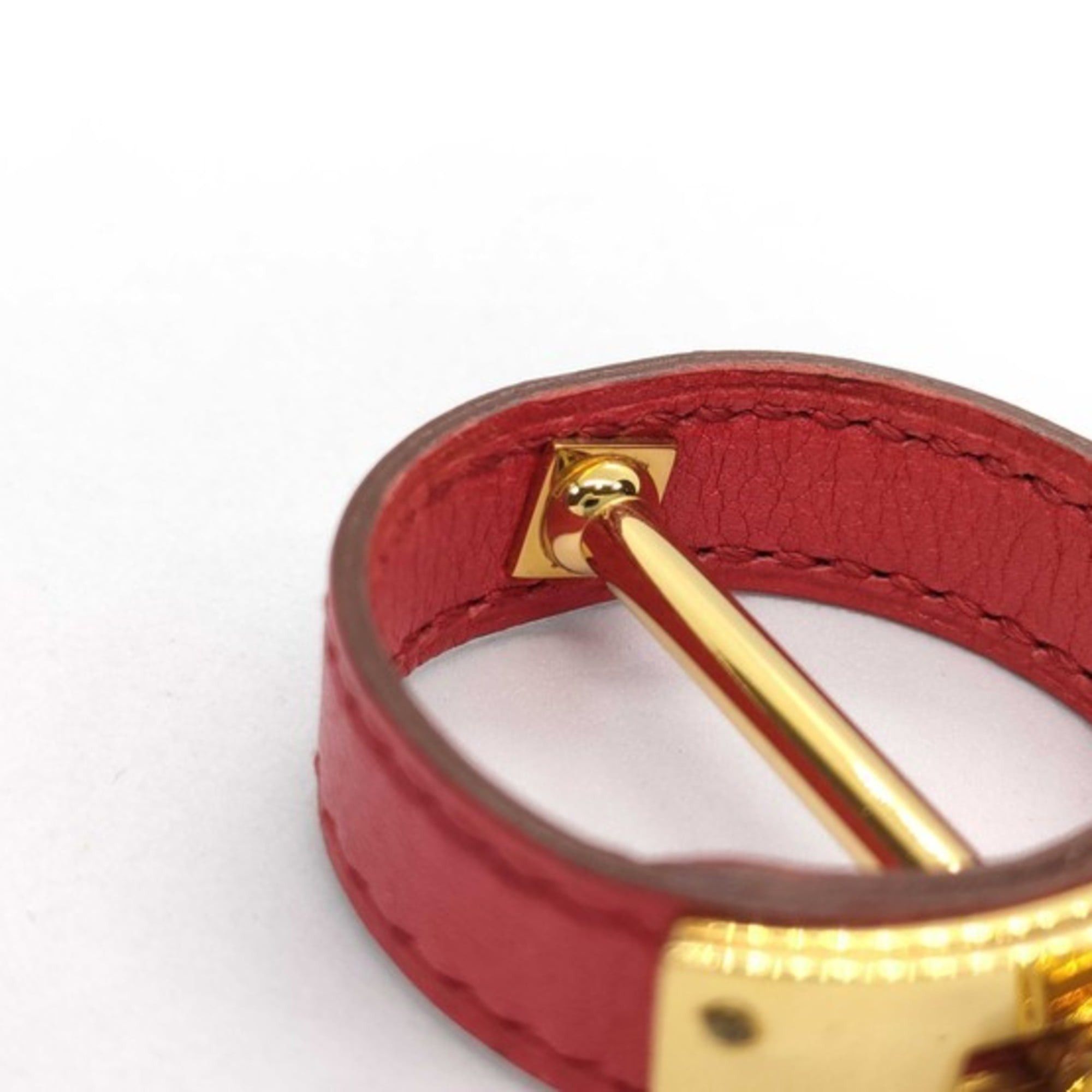 Hermes HERMES Kelly Scarf Ring, Gold and Red Leather, for Women Size ONE SIZE - 7 Thumbnail